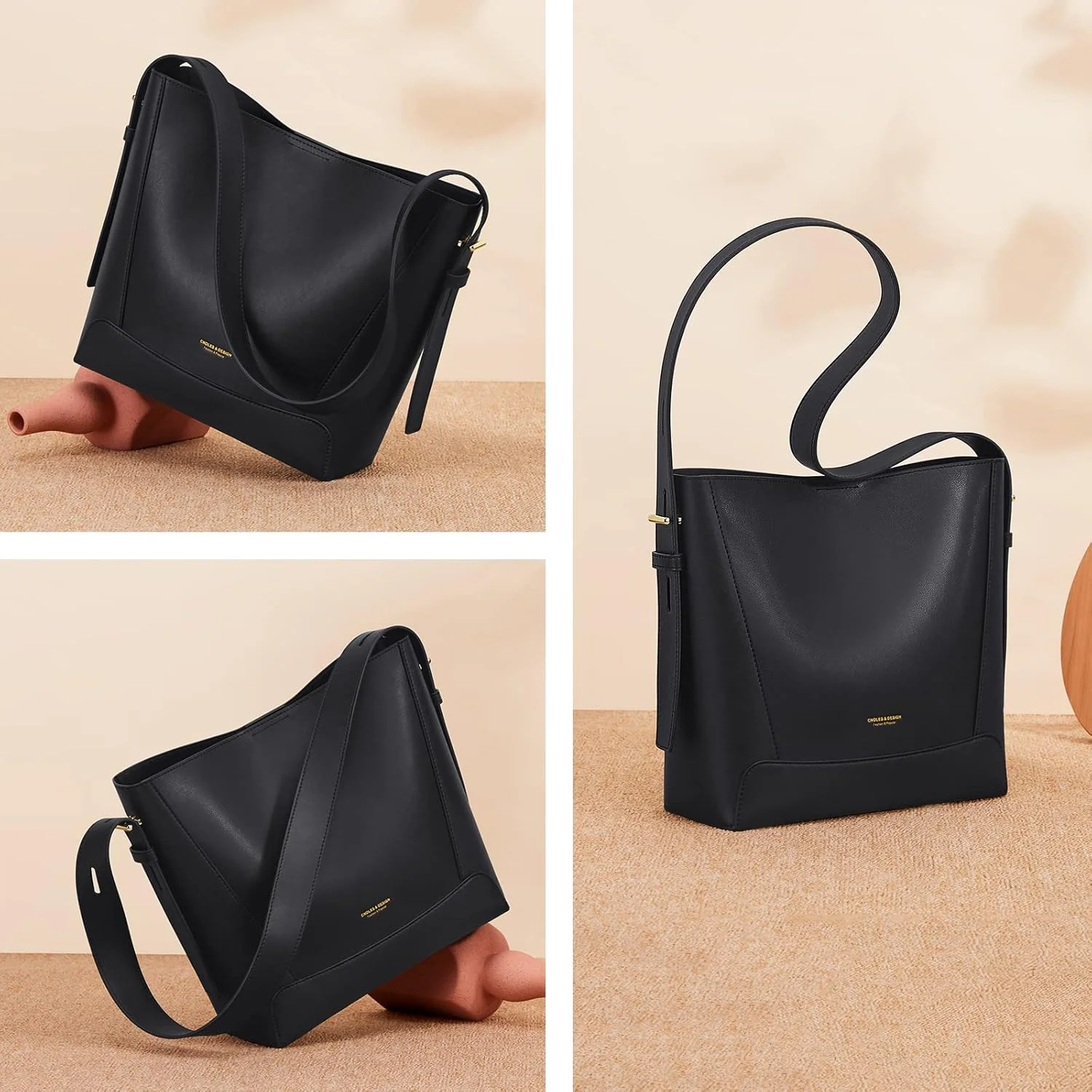 کیف دستی زنانه Cnoles مدل Hobo، کیف دوشی، کیف بزرگ دستی، کیف یک طرفه، کیف چرم طبیعی با دسته