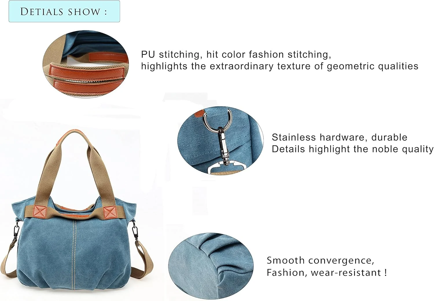 کیف دستی زنانه مدل Hobo Canvas Vintage، کیف روزمره، کیف خرید دستی