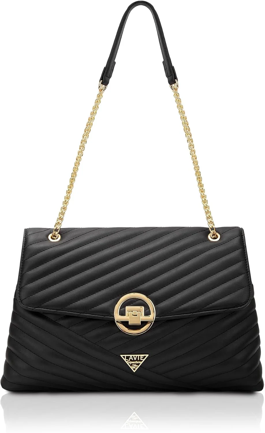 کیف دستی زنانه لاوی سیگنیچر مدل Denver با طرح لوزی و سرخانه برای زنان | کیف دستی مناسب کار | کیف زنانه | کیف شانه ای شیک | هدیه برای زنان، مشکی، بزرگ