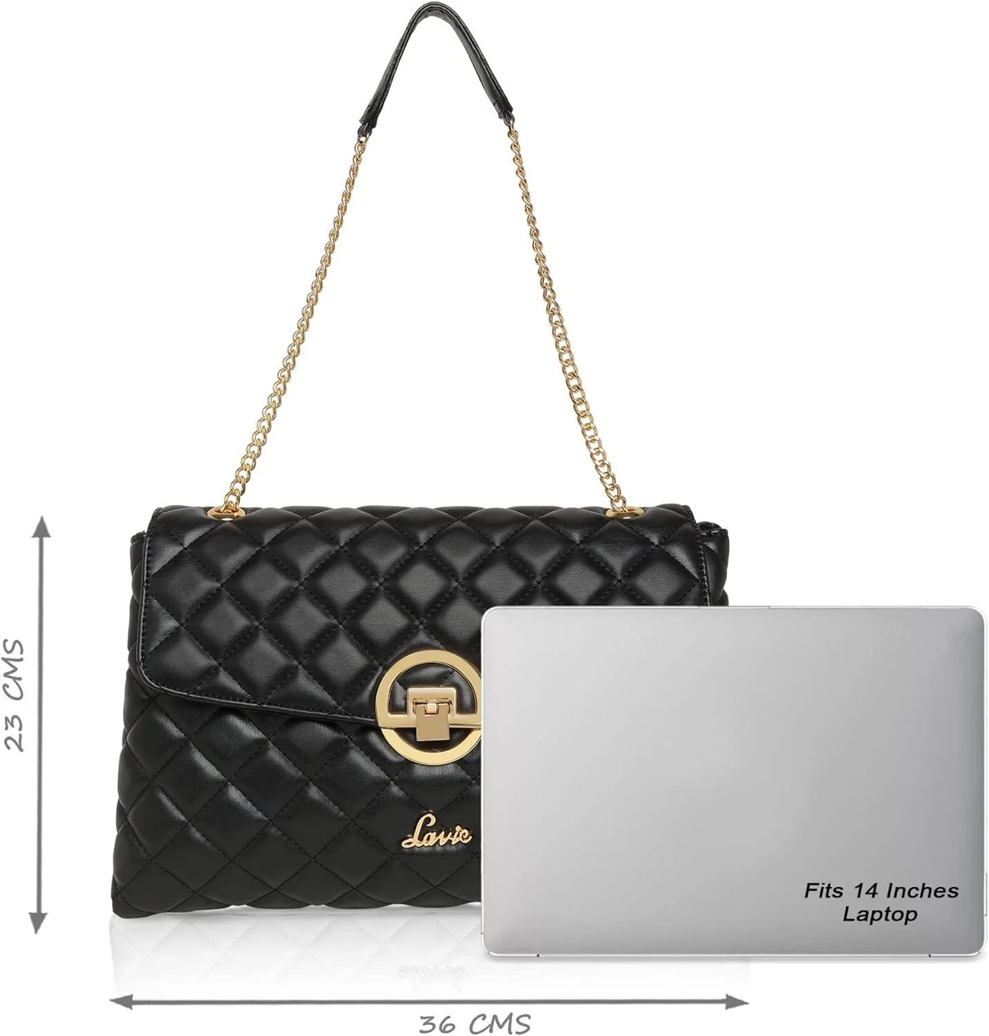 کیف دستی زنانه لاوی مدل Eden Satchel با طرح لوزی (مشکی)، مشکی، بزرگ