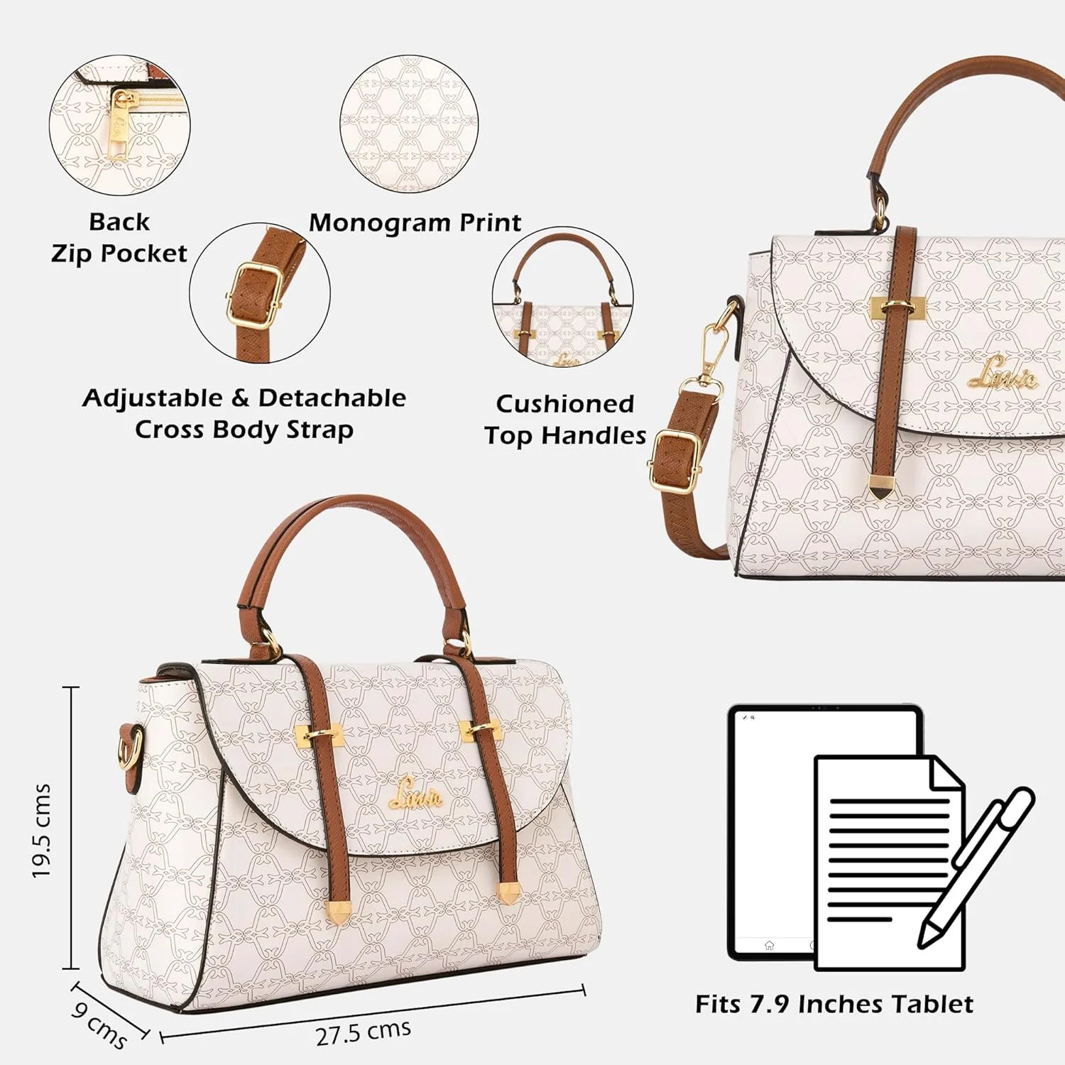 کیف دستی زنانه لاوی مدل Mono Beech Flap Satchel | کیف دستی زنانه