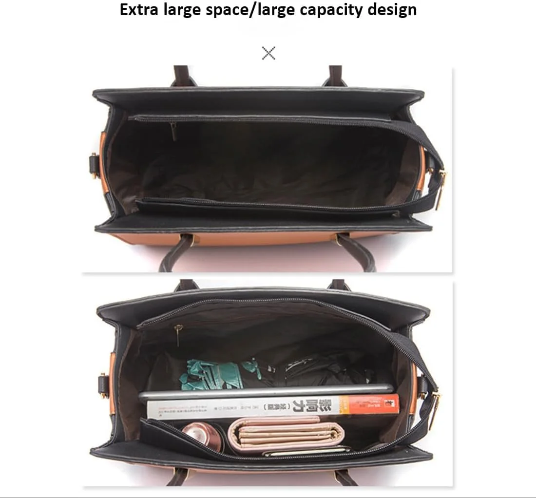 کیف دستی و کیف زنانه ZERIFAM، ست 4 عددی کیف دستی مد روز زنانه، کیف دستی چرمی مصنوعی مد روز با مجموعه بست زیپی، کیف پول و کیف پول برای زنان، دختران، مسافرت