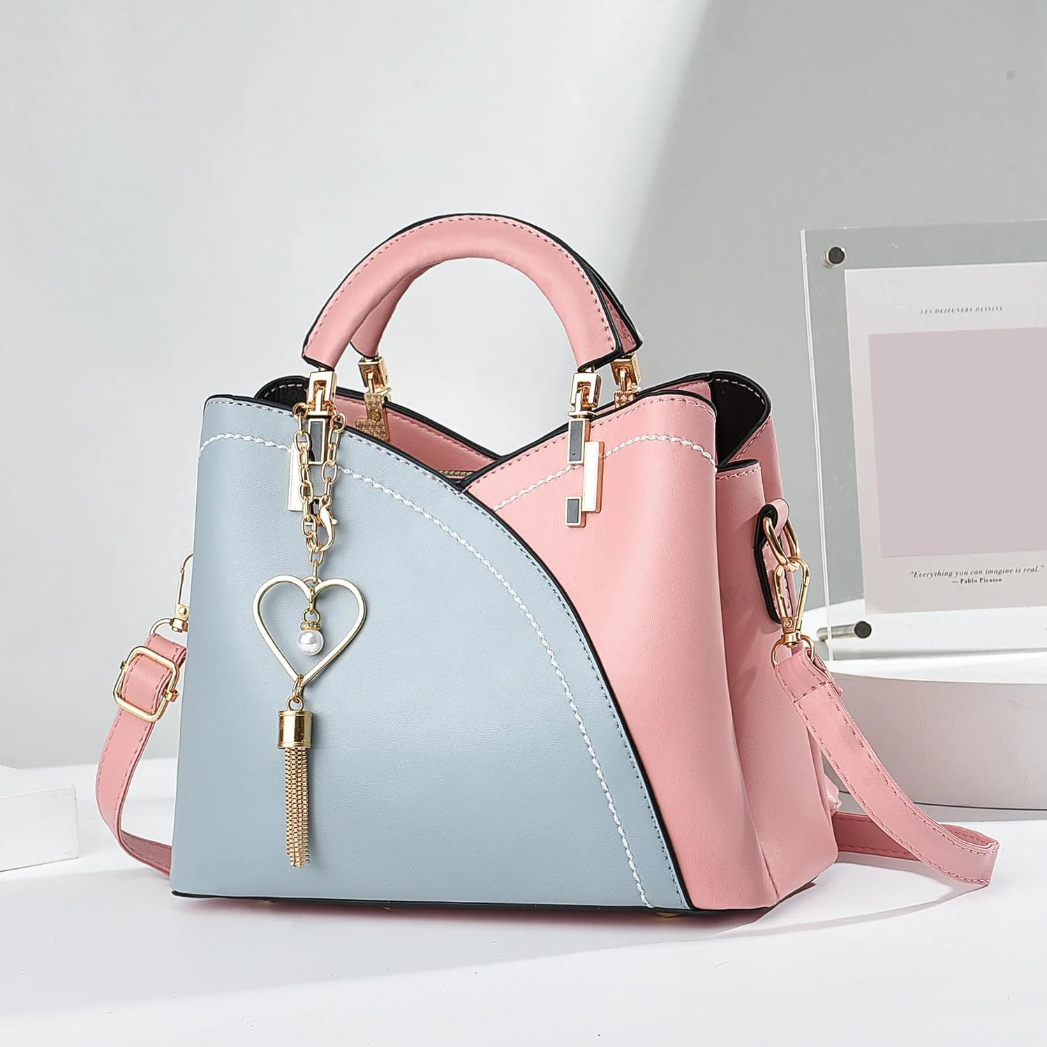 کیف دستی و کیف دوشی کوچک Xiaoyu زنانه، کیف کراس بادی شیک، کیف شانه سبک وزن، کیف دستی با دسته بالا