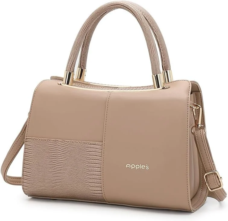 کیف دستی زنانه مدل Satchel از Apples | کیف دستی چرمی مصنوعی با دسته بالایی و جزئیات برجسته | کیف دوشی چند محفظه ای با بند قابل تنظیم | کیف شیک برای کار و استفاده روزانه
