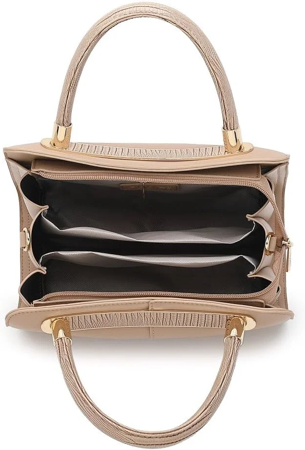 کیف دستی زنانه مدل Satchel از Apples | کیف دستی چرمی مصنوعی با دسته بالایی و جزئیات برجسته | کیف دوشی چند محفظه ای با بند قابل تنظیم | کیف شیک برای کار و استفاده روزانه