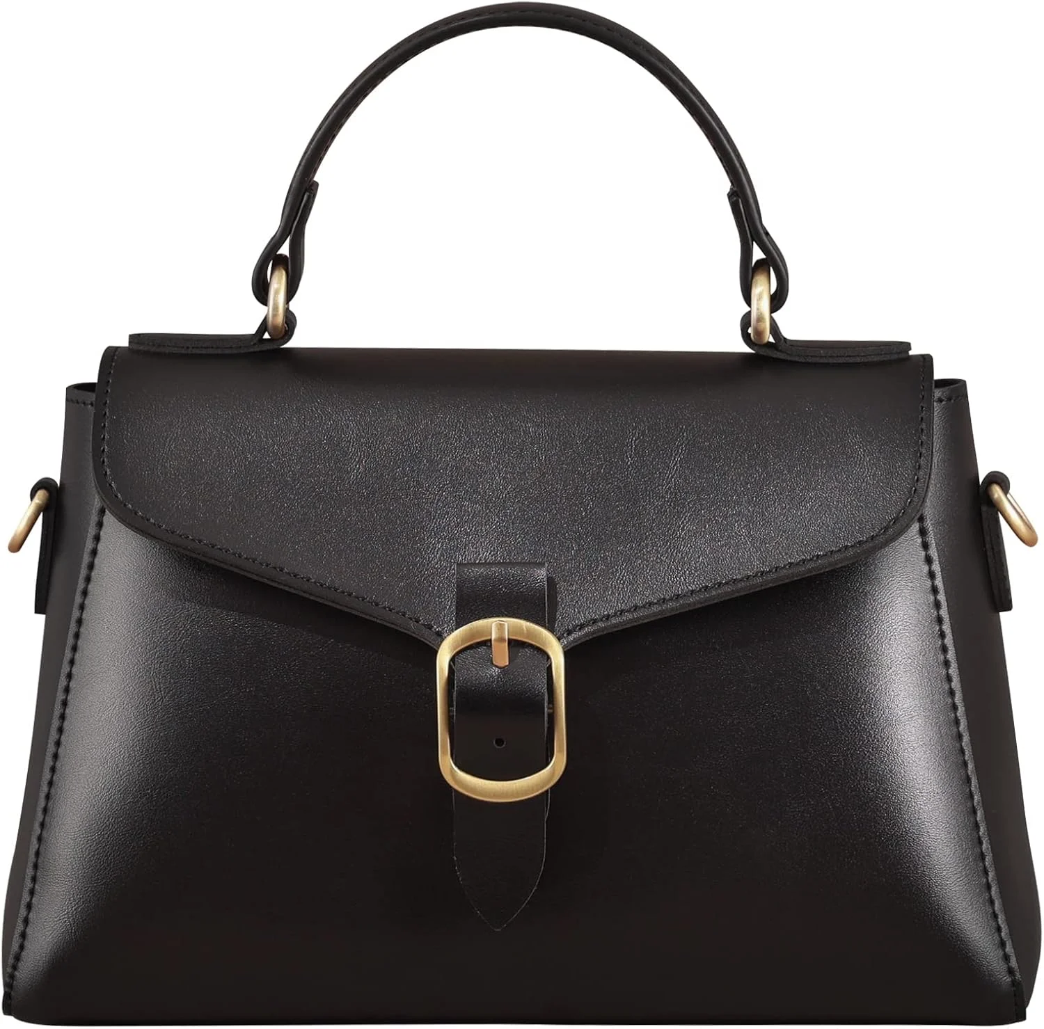 کیف دستی زنانه چرمی مصنوعی طرح قدیمی با دسته بالایی و درب تاشو، کیف دوشی ساده و کلاسیک