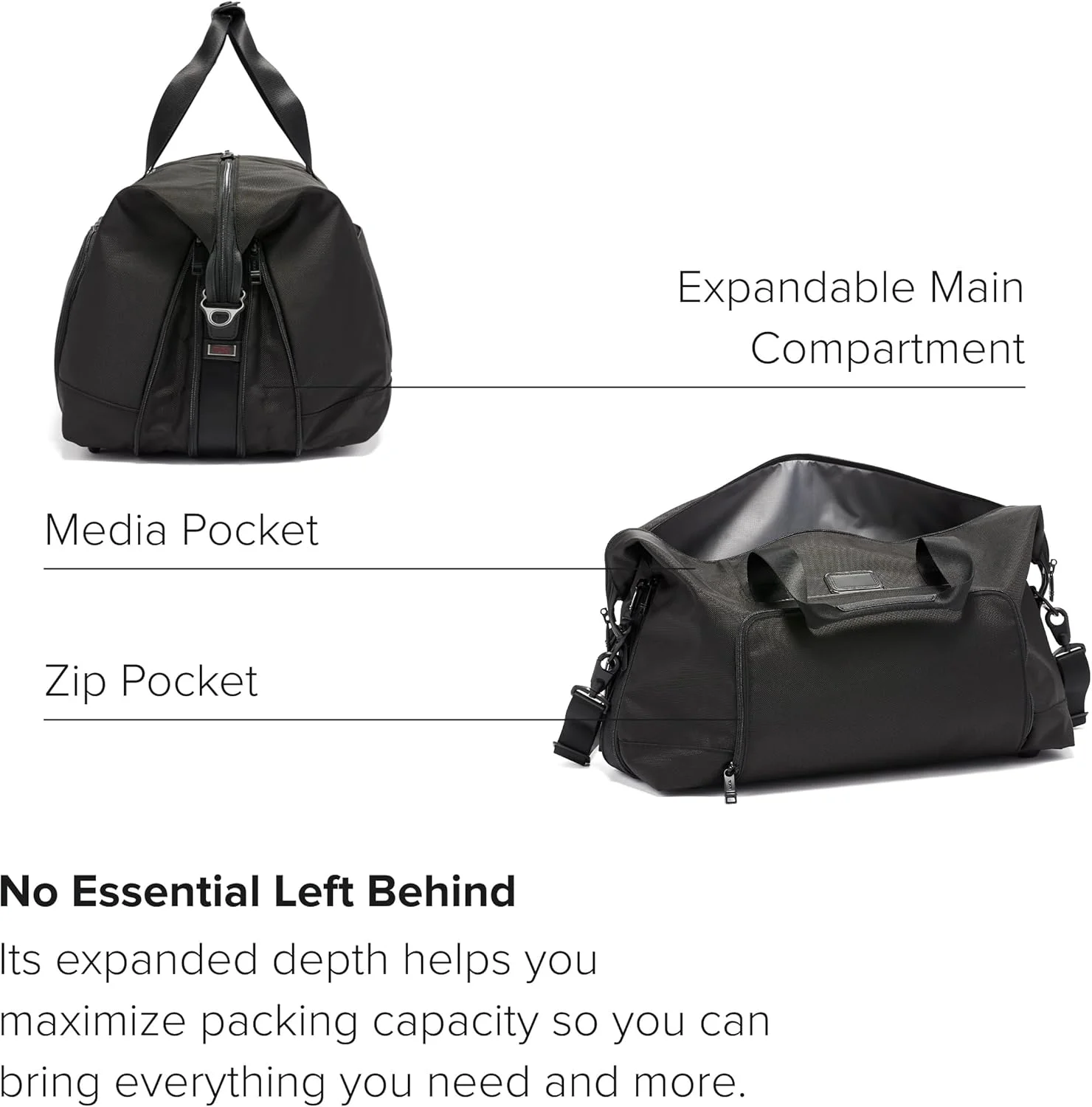 کیف دستی زنانه تومی آلفا 3، مدل مسافرتی با قابلیت افزایش حجم، رنگ: مشکی