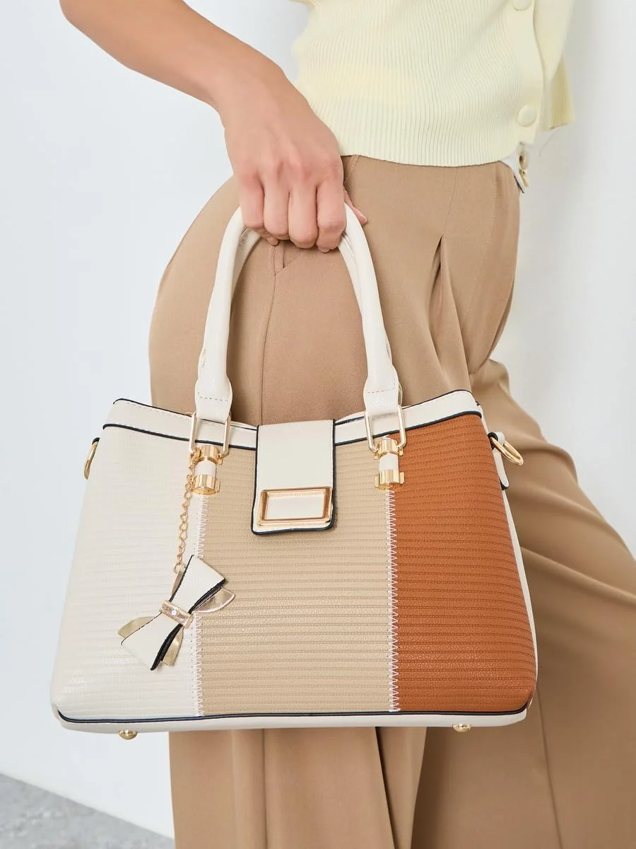 کیف دستی زنانه استایلی مدل Tritone با جزئیات پاپیونی - چند رنگ