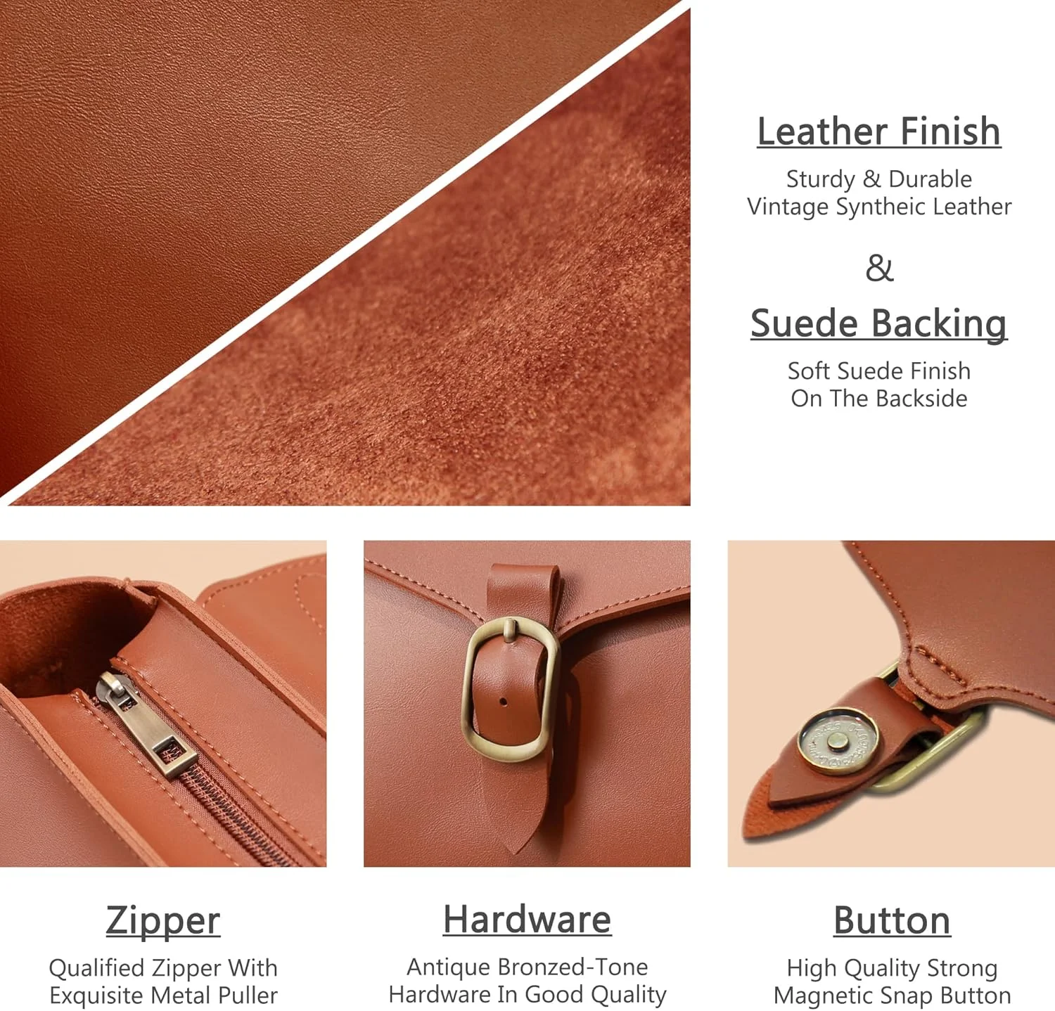 کیف دستی زنانه چرمی مصنوعی طرح قدیمی با دسته بالایی و درب تاشو، کیف دوشی ساده و کلاسیک