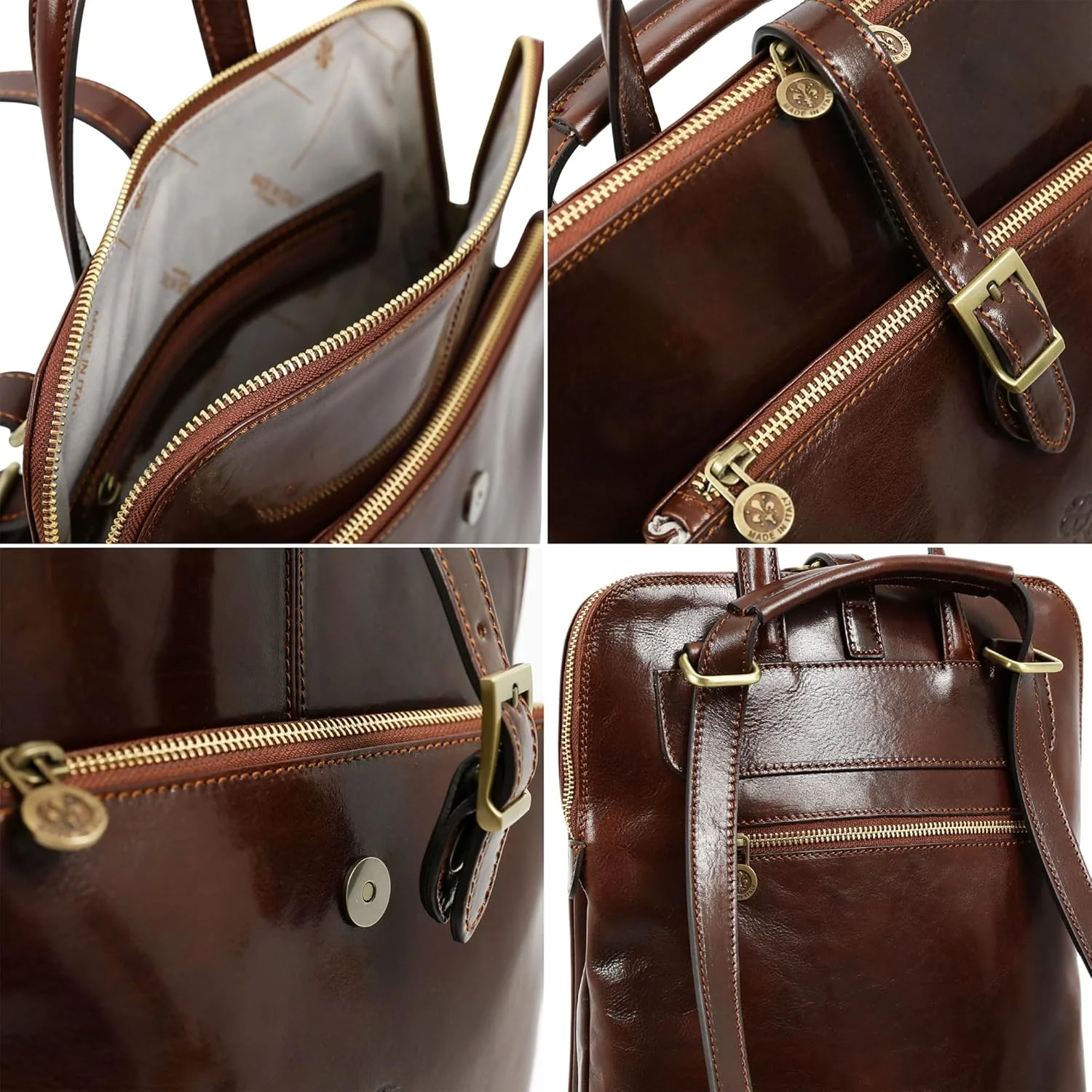 کیف کوله پشتی چرمی Time Resistance قابل تبدیل به کیف دوشی، چرم طبیعی دانه کامل، کیف مسافرتی