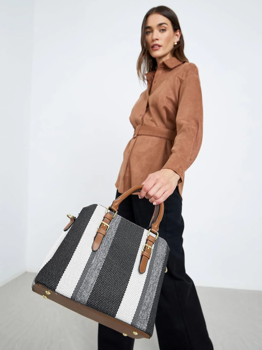 کیف دستی زنانه استایلی راه راه با بند شانه ای قابل جدا شدن - چند رنگ