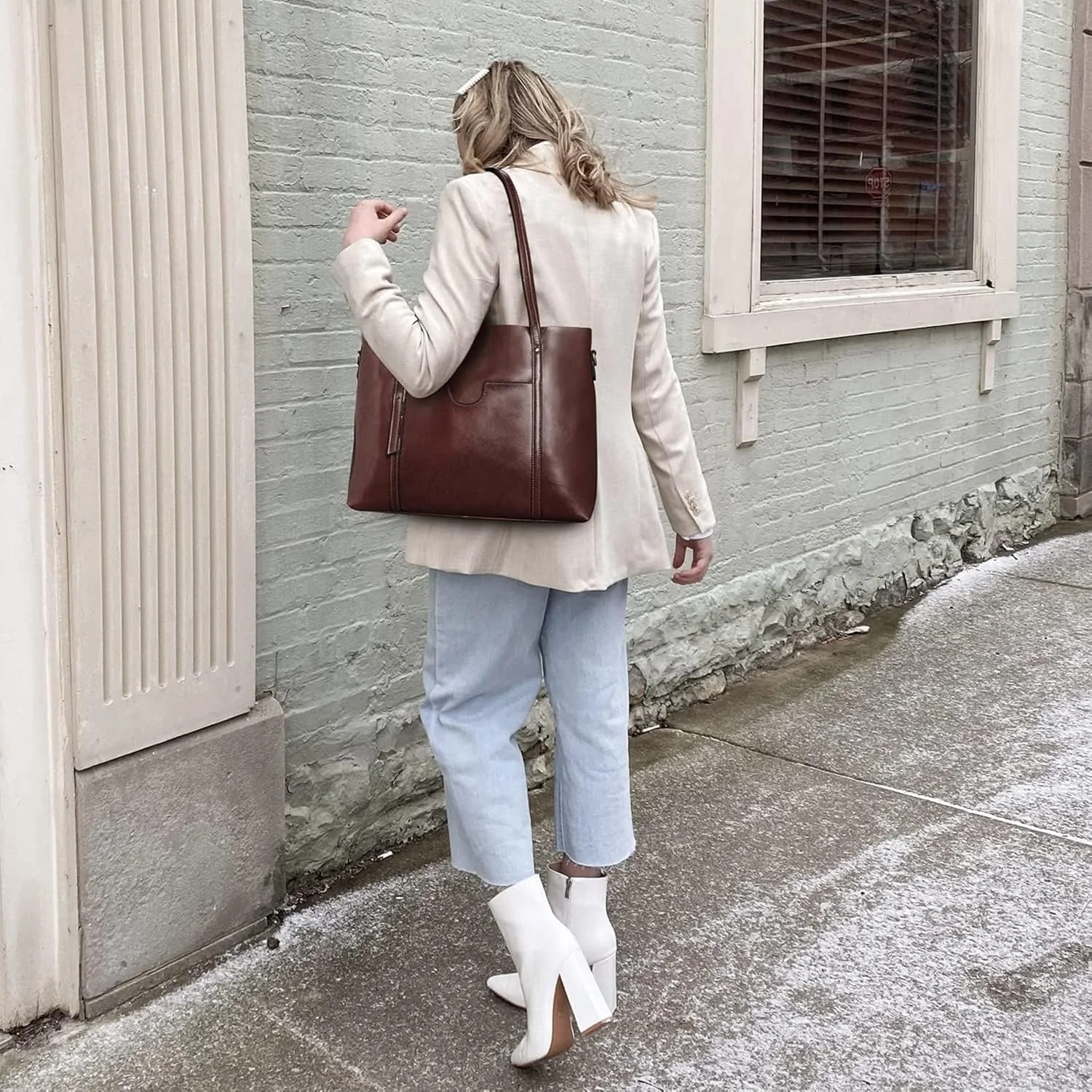 کیف دستی چرمی زنانه S-ZONE، کیف بزرگ جادار مناسب کار روزانه، کیف دوشی کیف دستی چرمی زنانه S-ZONE، کیف بزرگ جادار مناسب کار روزانه، کیف دوشی