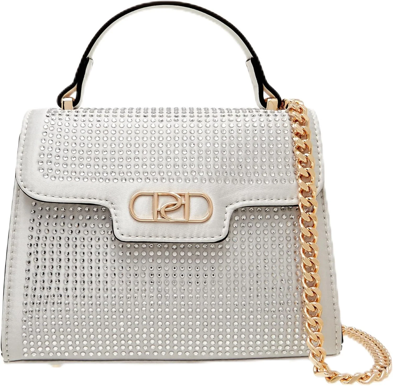 کیف دستی زنانه پاپریکا با تزیینات و بند زنجیری جداشدنی و درب تاشو، عاجی، تک سایز