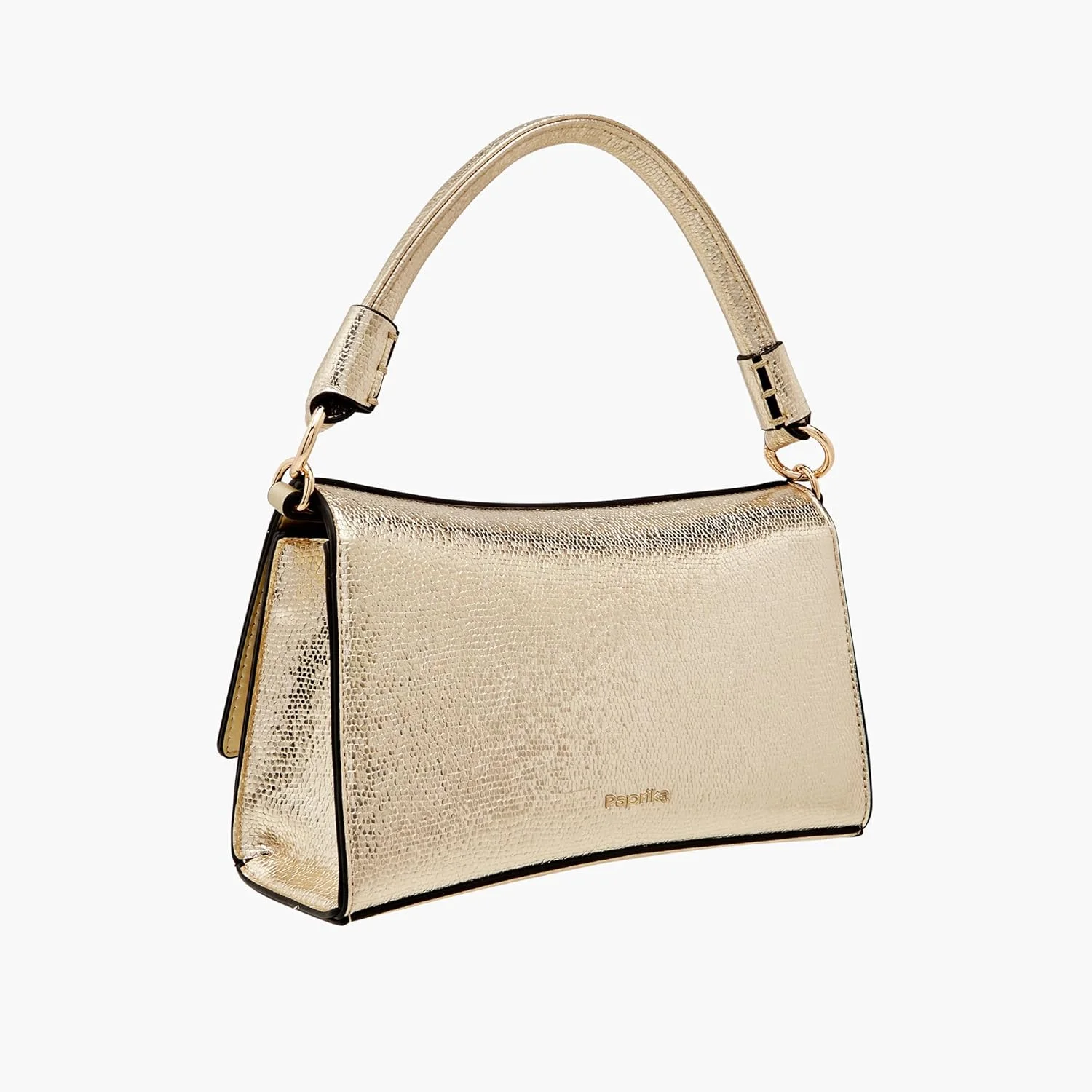 کیف دستی زنانه پاپریکا با تزیینات، بند زنجیری و دکمه مغناطیسی، طلایی، تک سایز