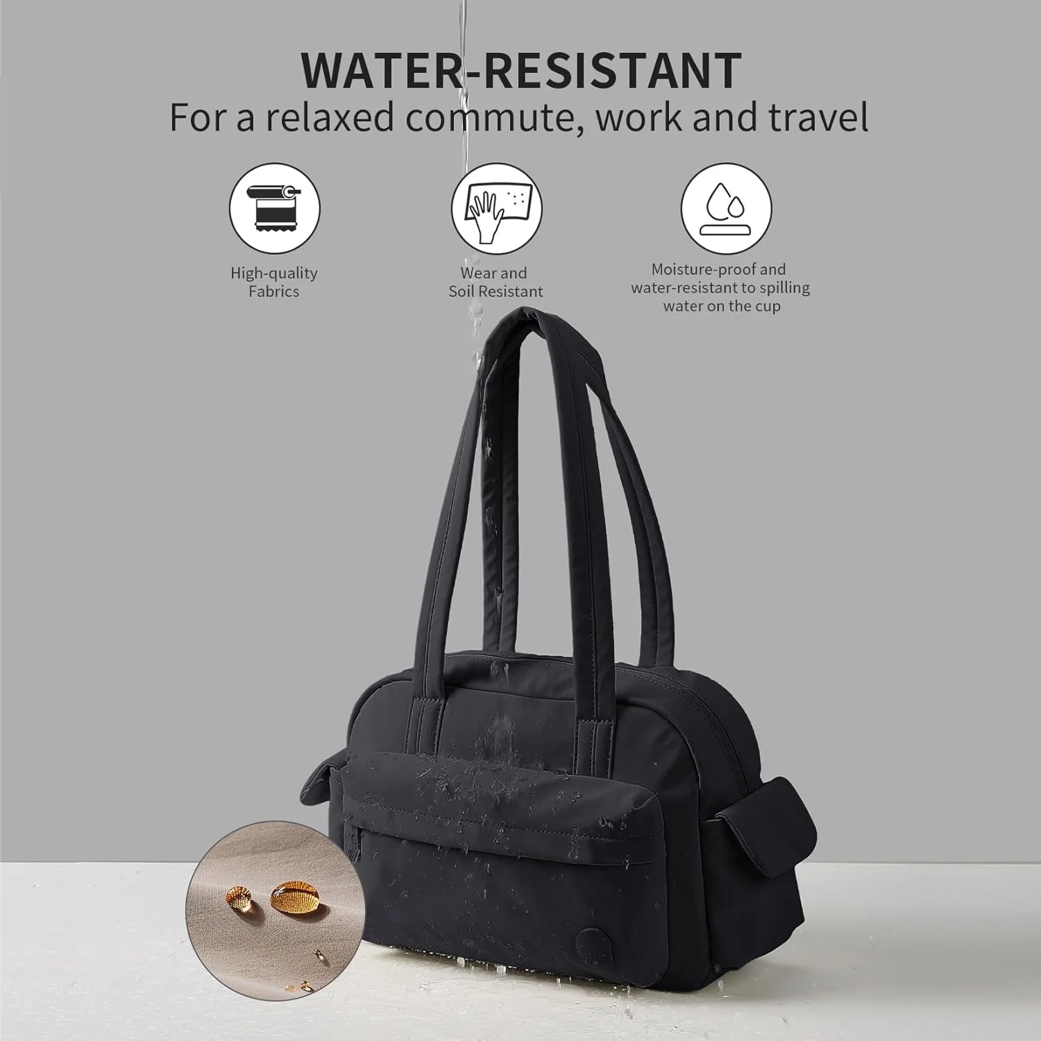 کیف دستی و کیف شانه‌ای زنانه AJI: کیف دستی سبک وزن، کیف مسافرتی - کیف بافتی بوستون مقاوم در برابر آب مناسب برای تبلت ۱۱ اینچی، لپ‌تاپ - کیف دافل کوچک چند منظوره