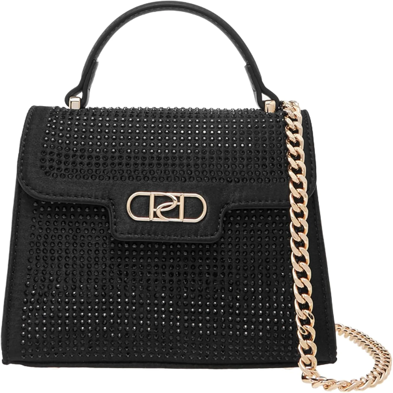 کیف دستی زنانه پاپریکا با تزیینات و بند زنجیری جداشدنی و بست فلپ، مشکی، تک سایز