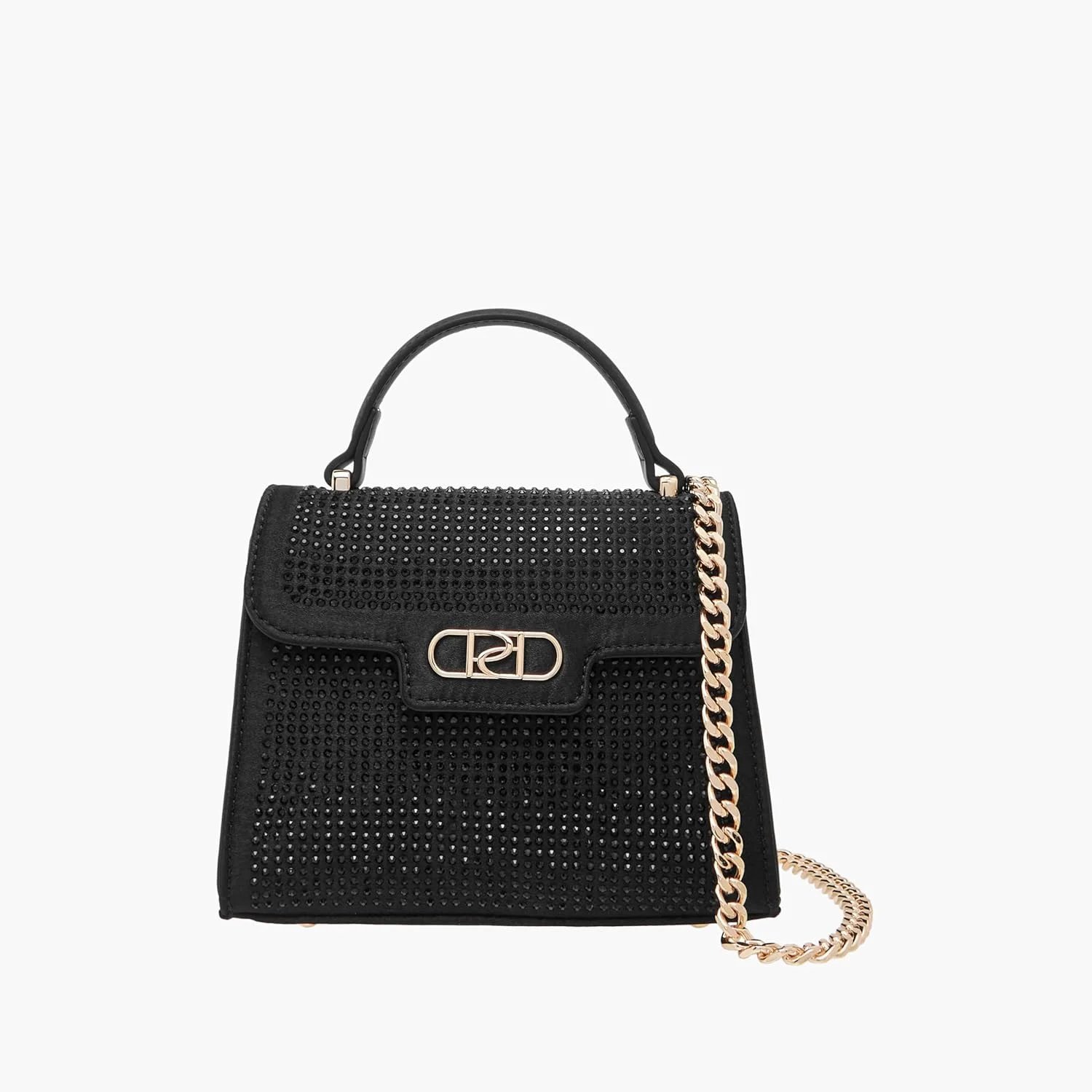 کیف دستی زنانه پاپریکا با تزیینات و بند زنجیری جداشدنی و بست فلپ، مشکی، تک سایز