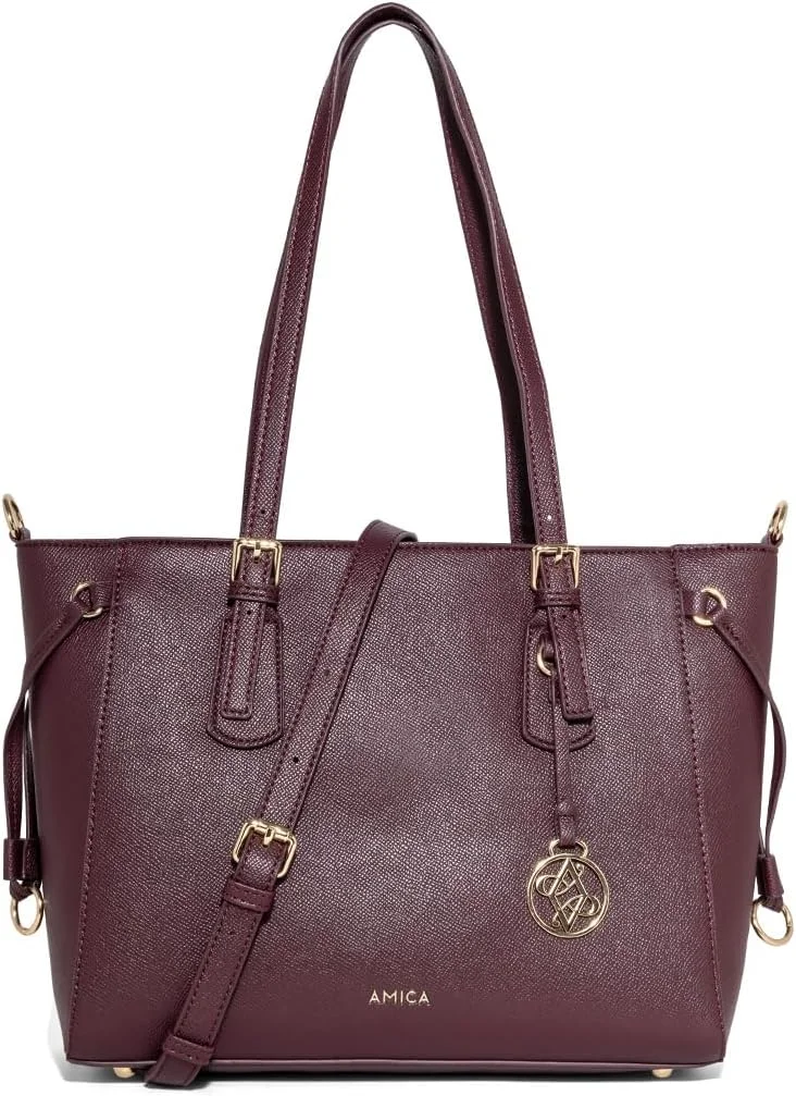 کیف دستی زنانه کولت AMICA با آویز طلایی، رنگ قرمز آلویی