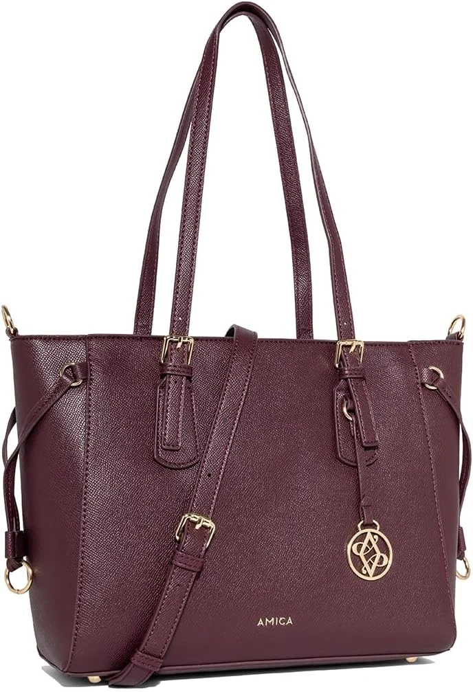 کیف دستی زنانه کولت AMICA با آویز طلایی، رنگ قرمز آلویی