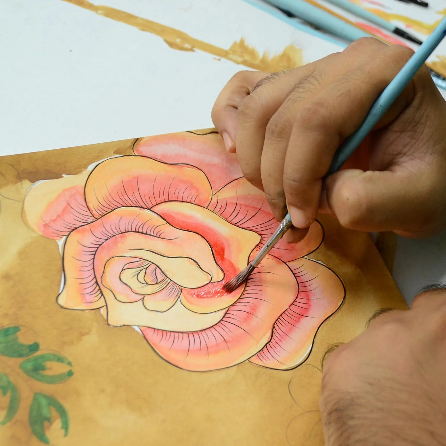 کیف دستی کوچک چرمی زنانه آنا با نقاشی دستی آنوشکا - دارای دو دسته کوتاه و بند دوشی قابل جدا شدن