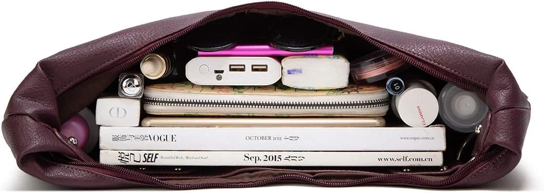 کیف های دستی زنانه، چرم PU نرم، کیف شانه ای جادار، کیف پول با زیپ