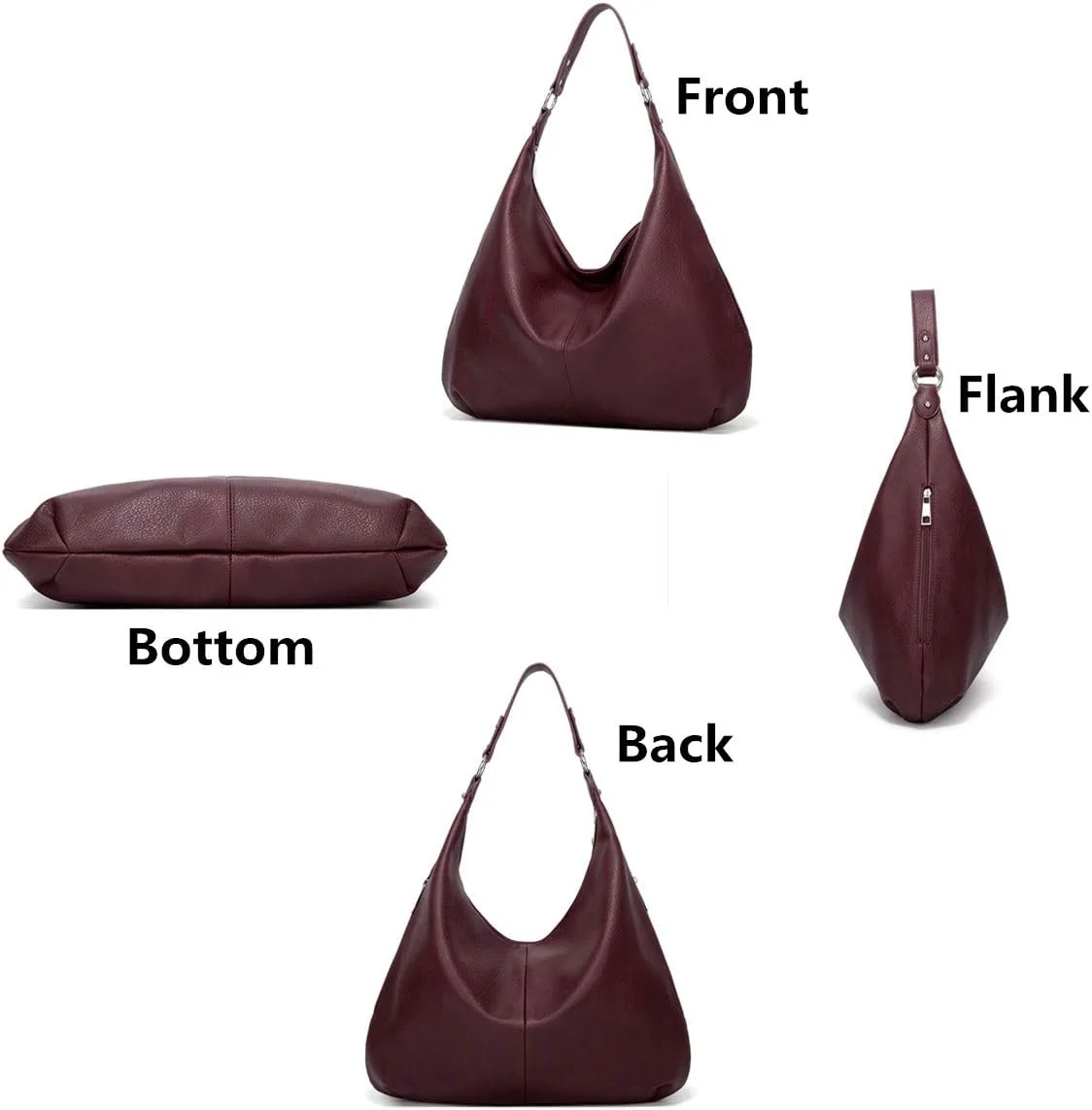 کیف های دستی زنانه، چرم PU نرم، کیف شانه ای جادار، کیف پول با زیپ