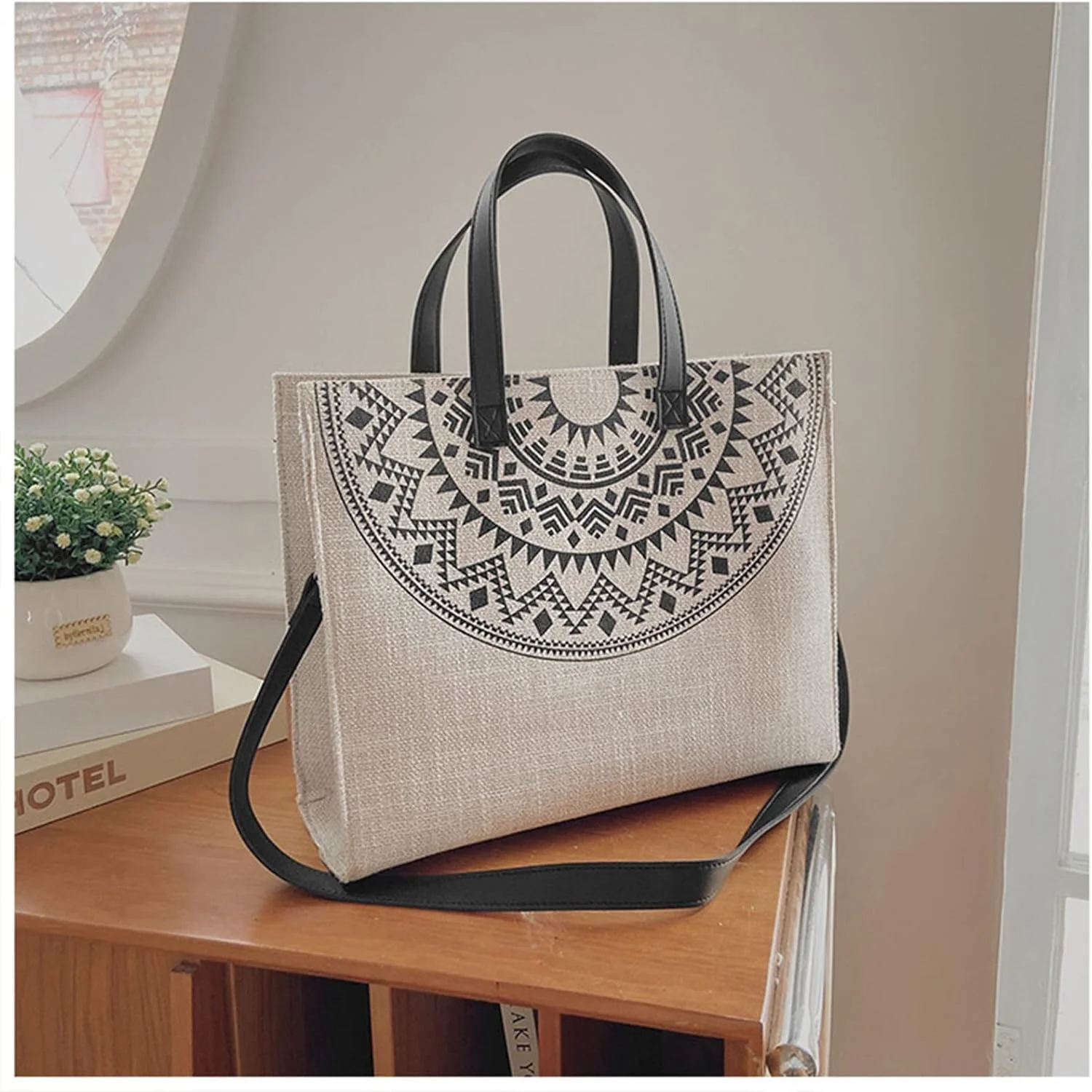 کیف دستی بوم زنانه، کیف شانه ای، کیف بزرگ بوم برای کار، کیف شانه ای لپ تاپ، کیف ساحلی غیر رسمی برای استفاده روزانه و مسافرت، مشکی