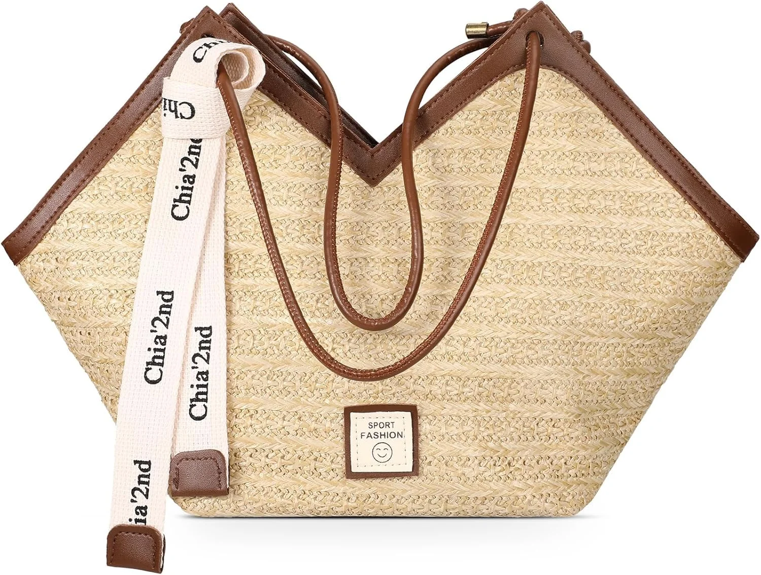 کیف حصیری ساحلی زنانه آزونه | کیف دوشی بافت تابستانی با زیپ | کیف سبک وزن تعطیلات - شیک برای ساحل، خرید، پیک نیک و استفاده روزانه