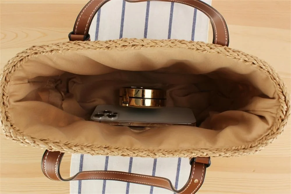 کیف حصیری زنانه آزونه، کیف دستی ساحلی تابستانی بافته شده با دست، کیف دوشی با ظرفیت بزرگ، کیف دستی شیک با دسته بالایی کیف حصیری زنانه آزونه، کیف دستی ساحلی تابستانی بافته شده با دست، کیف دوشی با ظرفیت بزرگ، کیف دستی شیک با دسته بالایی