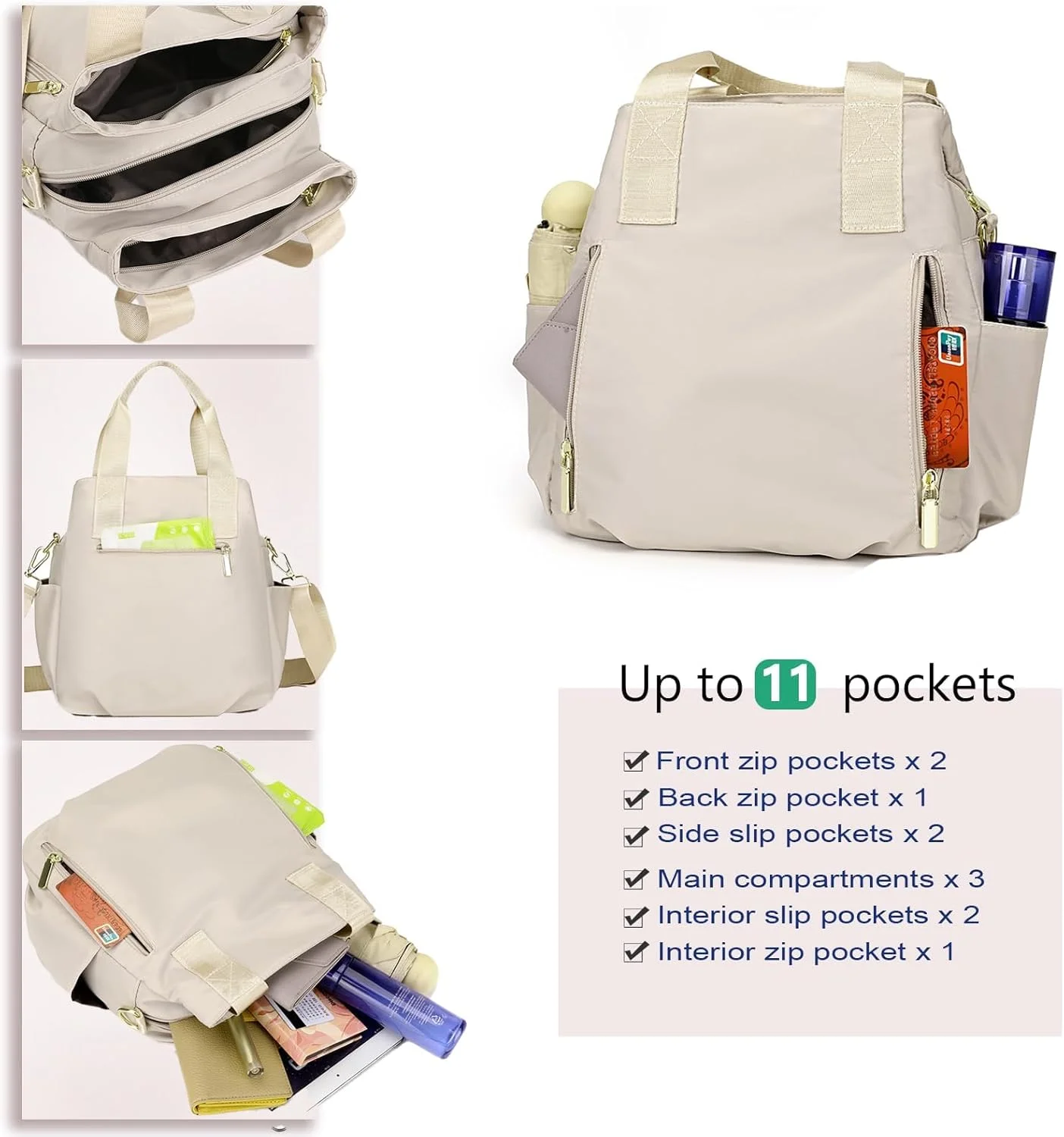 کیف دستی بوم بزرگ Azonee، کیف سبک وزن سه محفظه ای زنانه، کیف دستی دسته دار با زیپ سه گانه، کیف مسافرتی نایلونی چند جیبی، کیف های دستی ضد آب کیف دستی بوم بزرگ Azonee، کیف سبک وزن سه محفظه ای زنانه، کیف دستی دسته دار با زیپ سه گانه، کیف مسافرتی نایلونی چند جیبی، کیف های دستی ضد آب