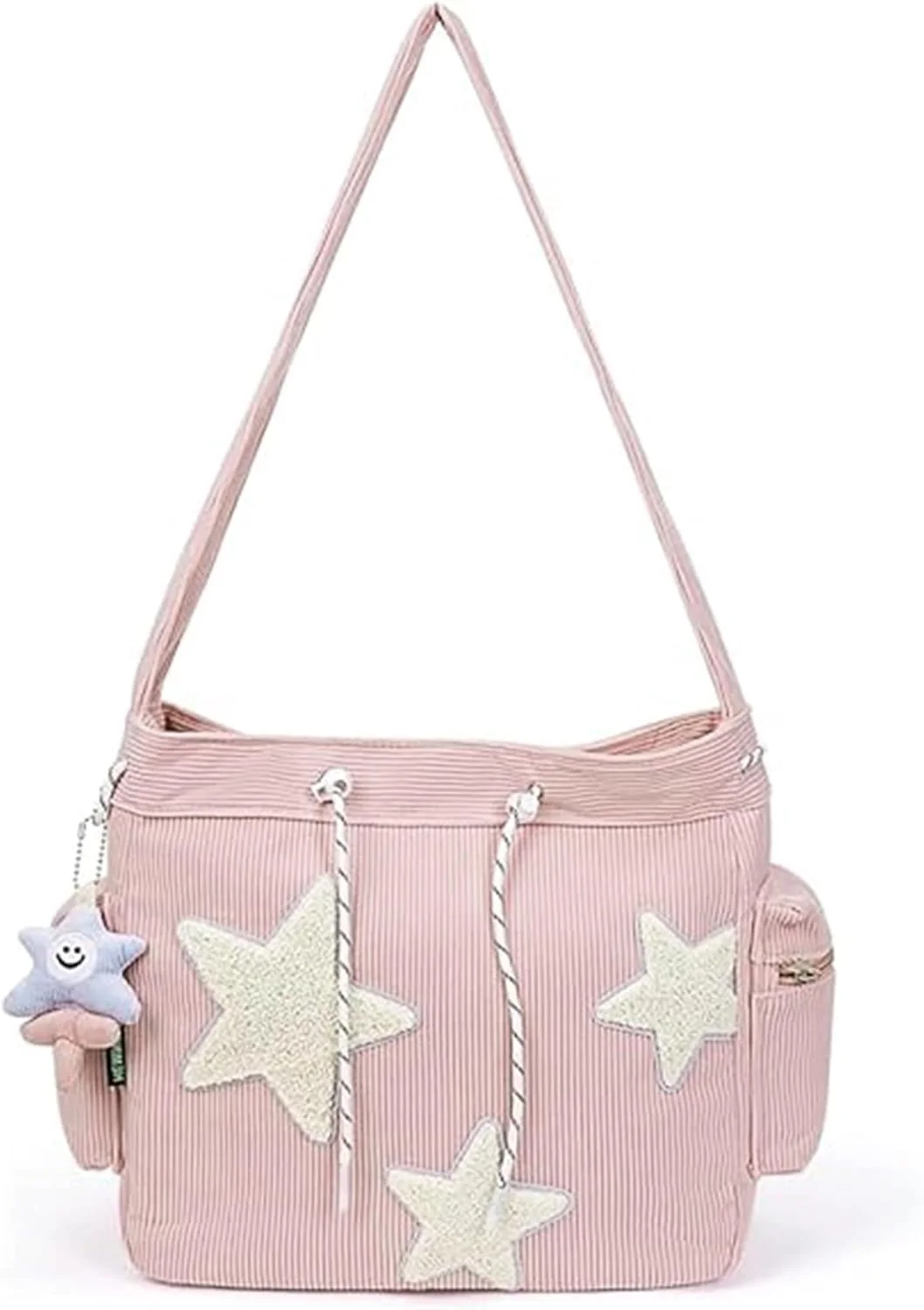 کیف دوشی مخملی کبریتی، کیف دستی کراس بادی زیبا، کیف دستی مدرسه ای صورتی، برای کیف های خرید مسافرتی کار مدرسه برای زنان (صورتی)