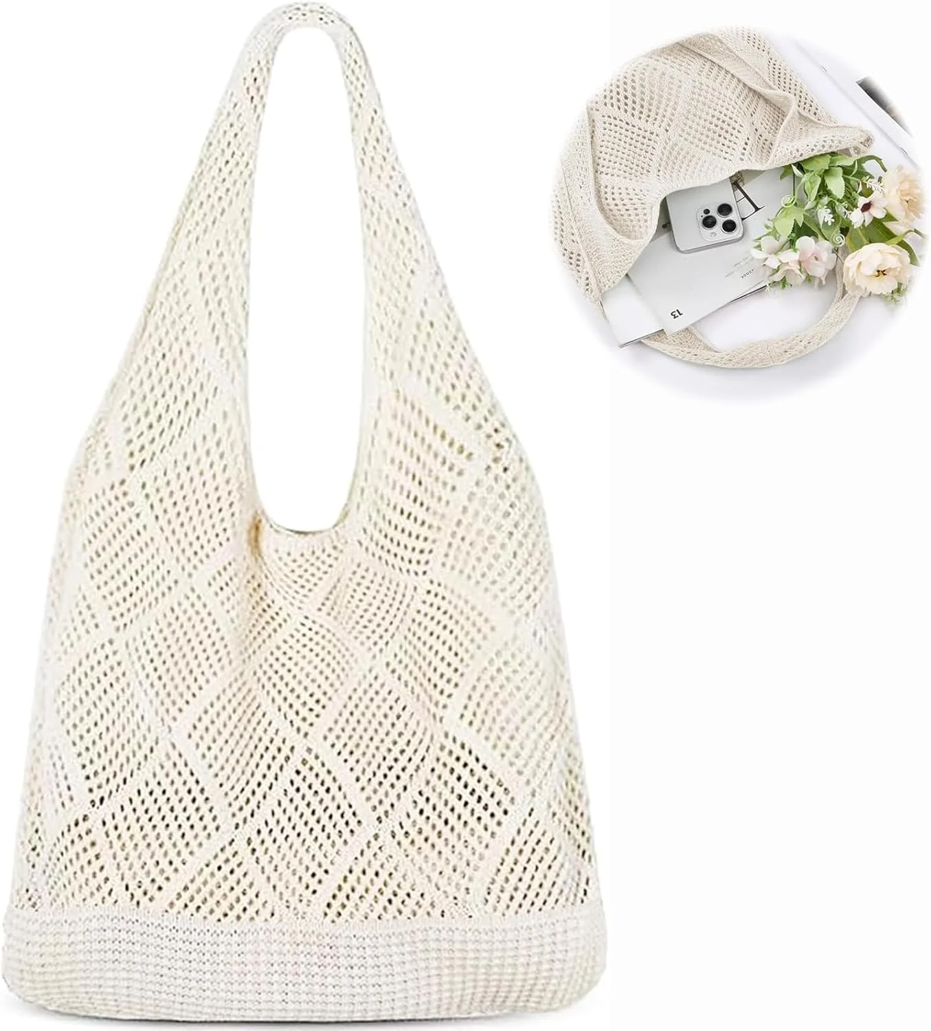 کیف بافتنی زنانه، کیف ساحلی بافته شده، طراحی مینیمالیستی شهری، ایده آل برای تعطیلات تابستانی، سفرهای خرید، گردش های ساحلی و استفاده روزانه