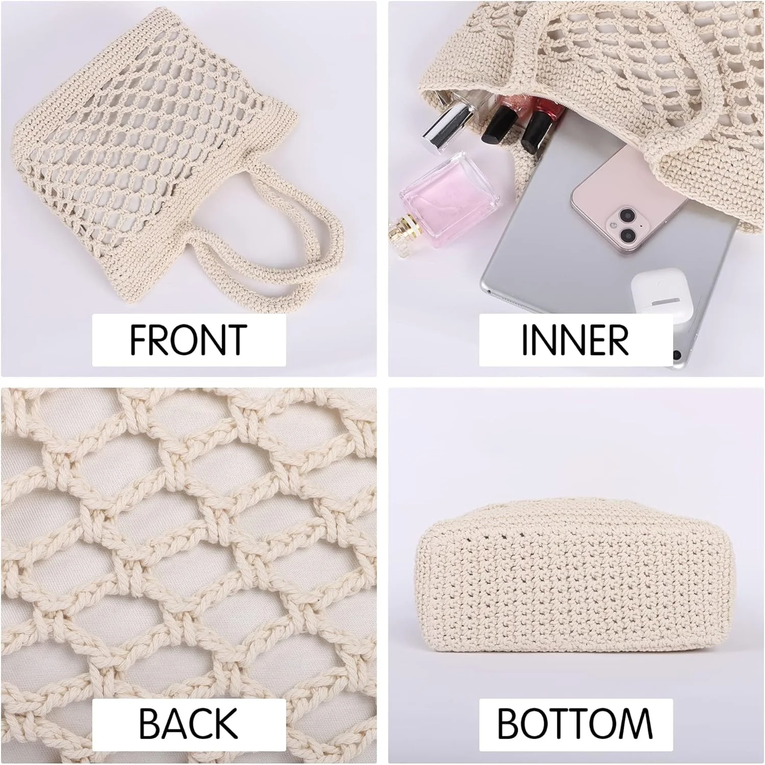 کیف ساحلی نخی، کیف دستی زنانه، کیف دستی سبک و غیررسمی برای مسافرت، پیادهروی، پیکنیک، تعطیلات، استفاده روزمره و فضای باز کیف ساحلی نخی، کیف دستی زنانه، کیف دستی سبک و غیررسمی برای مسافرت، پیادهروی، پیکنیک، تعطیلات، استفاده روزمره و فضای باز