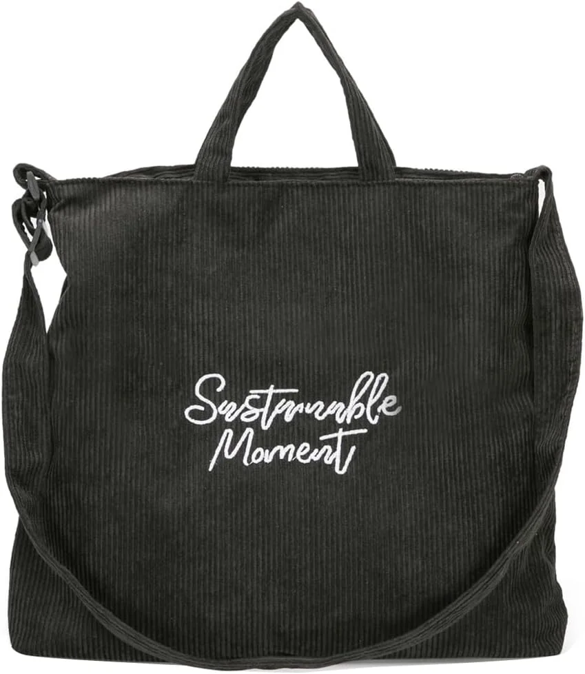 کیف دستی زنانه مخملی کبریتی، کیف بزرگ دوشی با زیپ و جیب داخلی، کیف خرید روزمره قابل استفاده مجدد برای کار، مدرسه، دانشگاه و مسافرت