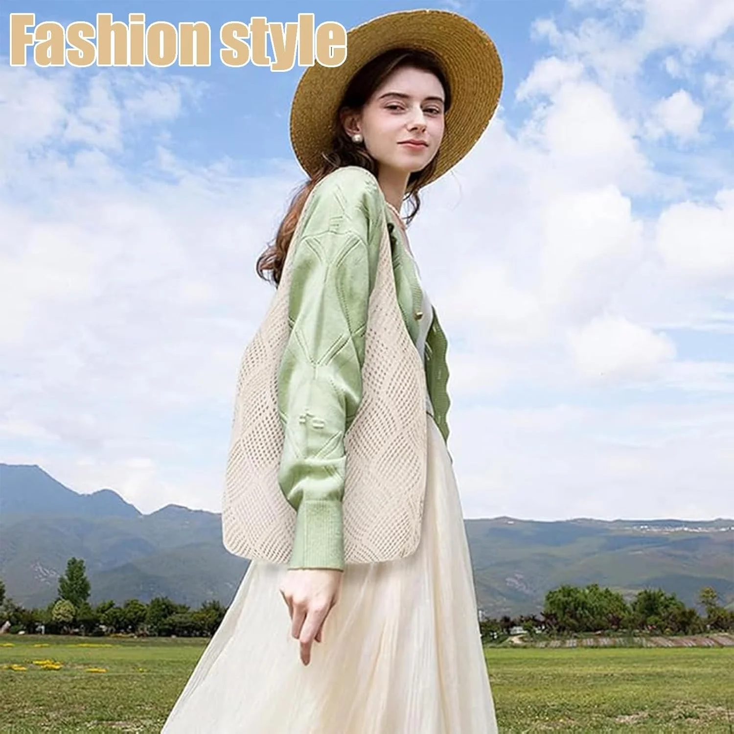 کیف بافتنی زنانه، کیف ساحلی بافته شده، طراحی مینیمالیستی شهری، ایده آل برای تعطیلات تابستانی، سفرهای خرید، گردش های ساحلی و استفاده روزانه