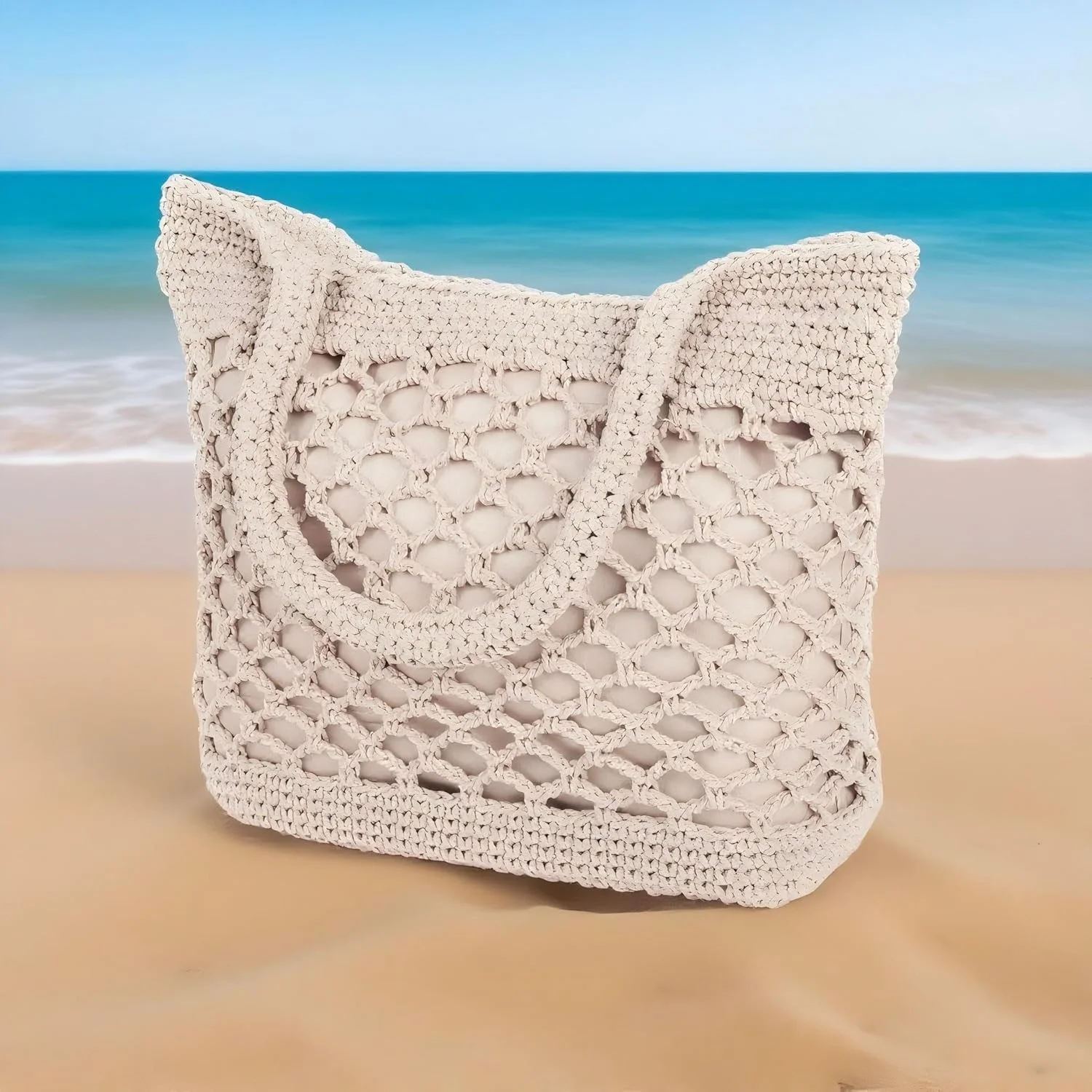 کیف ساحلی نخی، کیف دستی زنانه، کیف دستی سبک و غیررسمی برای مسافرت، پیادهروی، پیکنیک، تعطیلات، استفاده روزمره و فضای باز کیف ساحلی نخی، کیف دستی زنانه، کیف دستی سبک و غیررسمی برای مسافرت، پیادهروی، پیکنیک، تعطیلات، استفاده روزمره و فضای باز