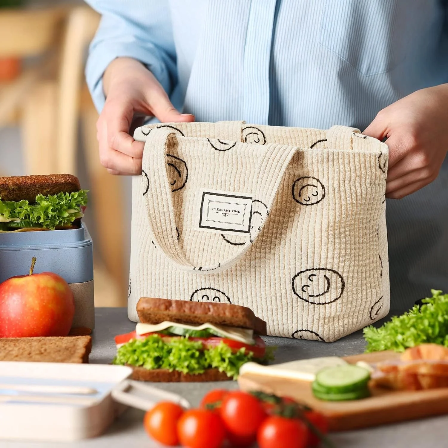 ست ۲ عددی کیف دستی کوچک مخملی زنانه – کیف خرید کوچک و قابل استفاده مجدد، کیف سبک وزن روزمره، کیف دستی با سبک قدیمی برای کلید و خرید مواد غذایی