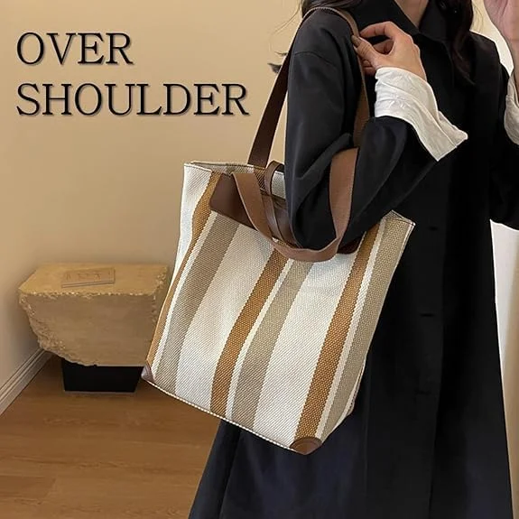 کیف بزرگ زنانه مناسب کار با محفظه لپتاپ، کیف دوشی برزنتی برای استفاده روزمره و اداری، فضای جادار 24 لیتری با جیبهای متعدد، برزنت مقاوم در برابر آب با جزئیات چرم مصنوعی کیف بزرگ زنانه مناسب کار با محفظه لپتاپ، کیف دوشی برزنتی برای استفاده روزمره و اداری، فضای جادار 24 لیتری با جیبهای متعدد، برزنت مقاوم در برابر آب با جزئیات چرم مصنوعی