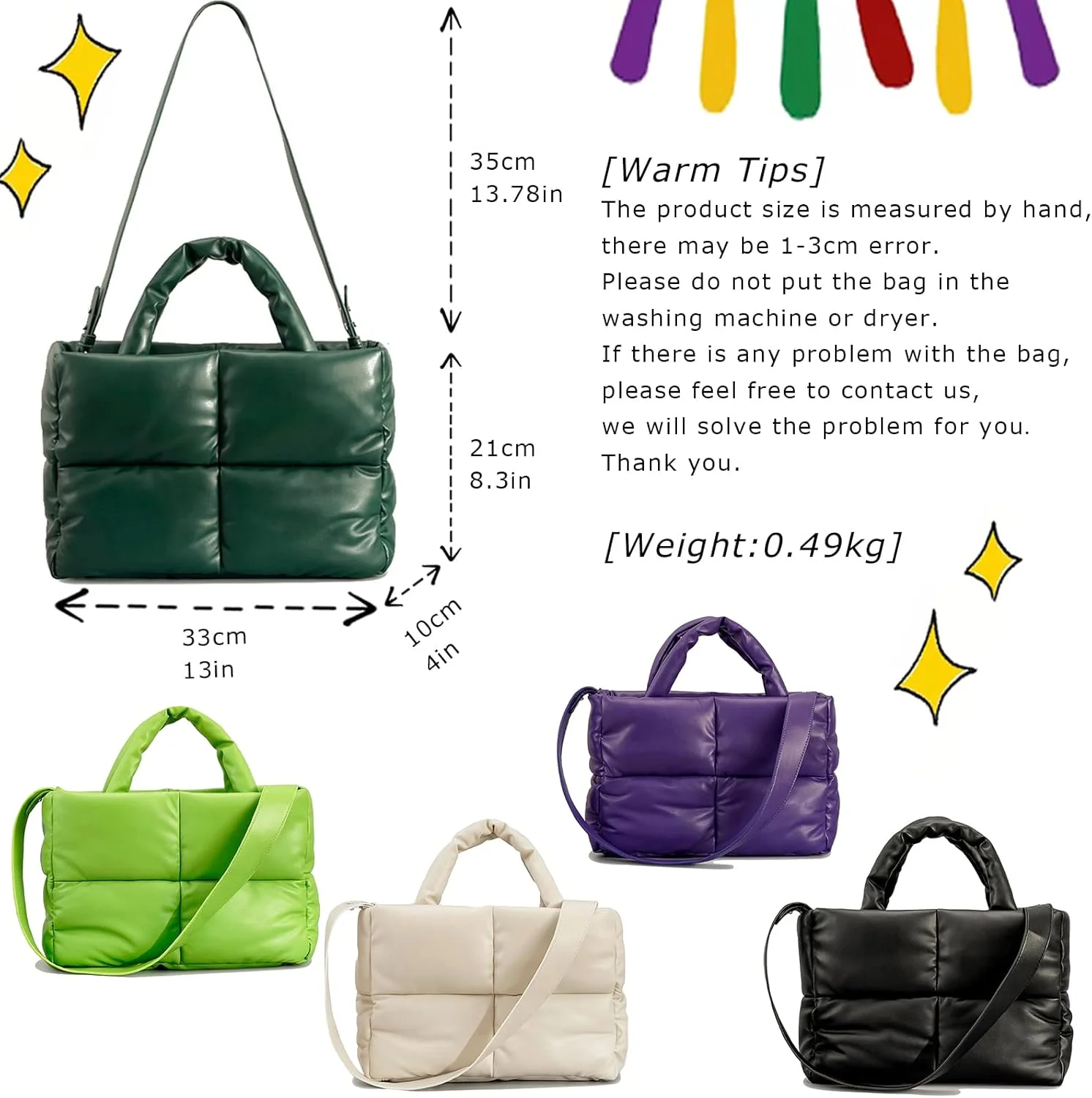 کیف دستی زنانه بزرگ و نرم با طرح لحافی، مناسب برای زمستان