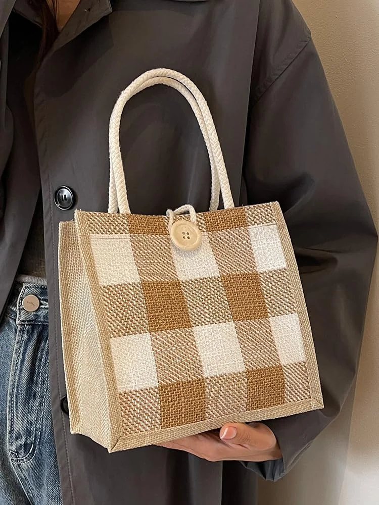 کیف دستی پارچه ای زنانه، کیف خرید کتان طرح قدیمی، کیف سوغاتی، سایز M