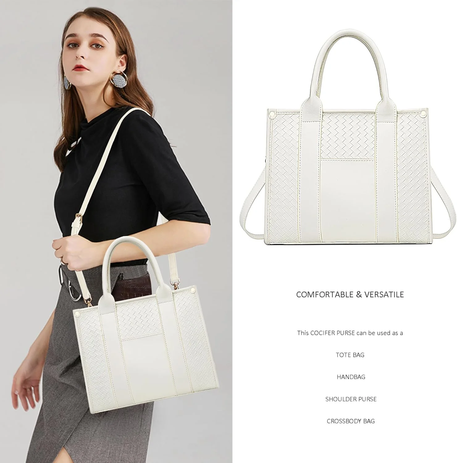 کیف دستی زنانه دوشی، کیف های دستی چرمی PU با دسته بالایی و زیپ