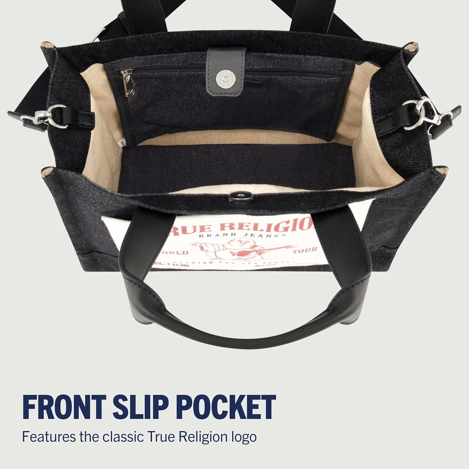 کیف دستی زنانه ترو ریلیجن، کیف دوشی مسافرتی جین متوسط زنانه با بند قابل تنظیم