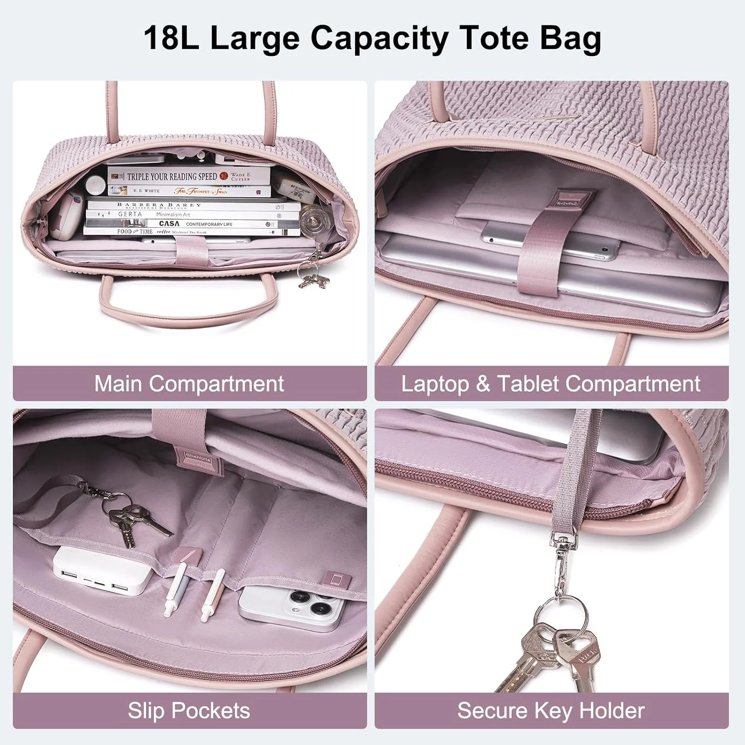 کیف دستی زنانه Chantria با زیپ، کیف بزرگ 18 لیتری زنانه با جیب لپ تاپ و تبلت، کیف دستی زنانه برای کار، مسافرت و خرید کیف دستی زنانه Chantria با زیپ، کیف بزرگ 18 لیتری زنانه با جیب لپ تاپ و تبلت، کیف دستی زنانه برای کار، مسافرت و خرید