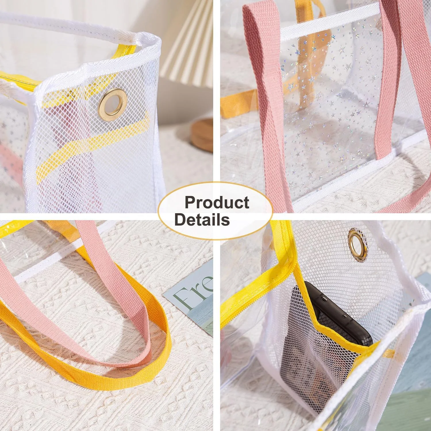 کیف دستی شفاف زنانه، کیف بزرگ شفاف ساحلی با زیپ، ضد آب و ضد شن، کیف دستی شفاف برای کنسرت ها و رویدادهای ورزشی، مورد تایید استادیوم کیف دستی شفاف زنانه، کیف بزرگ شفاف ساحلی با زیپ، ضد آب و ضد شن، کیف دستی شفاف برای کنسرت ها و رویدادهای ورزشی، مورد تایید استادیوم