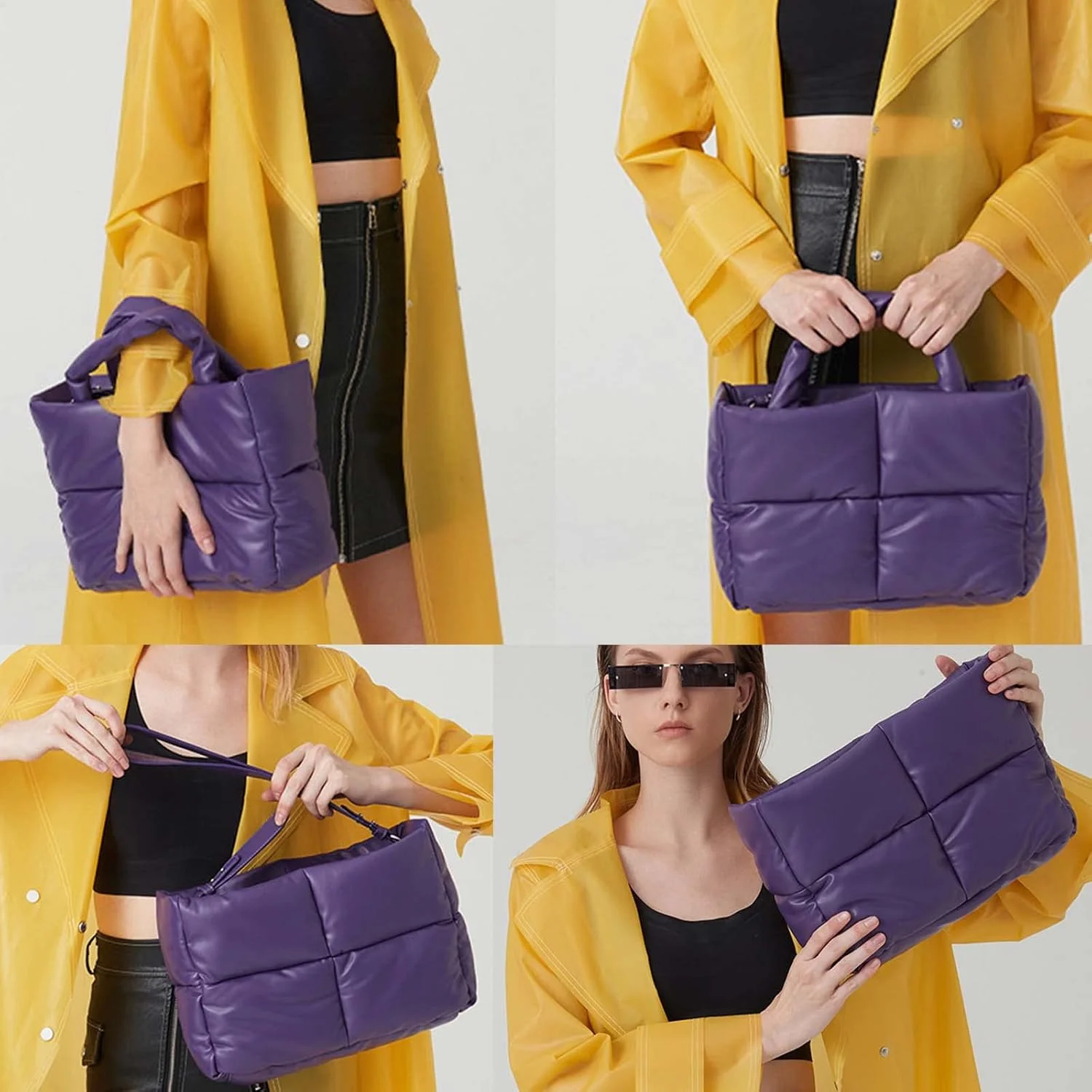 کیف دستی زنانه بزرگ و نرم با طرح لحافی، مناسب برای زمستان