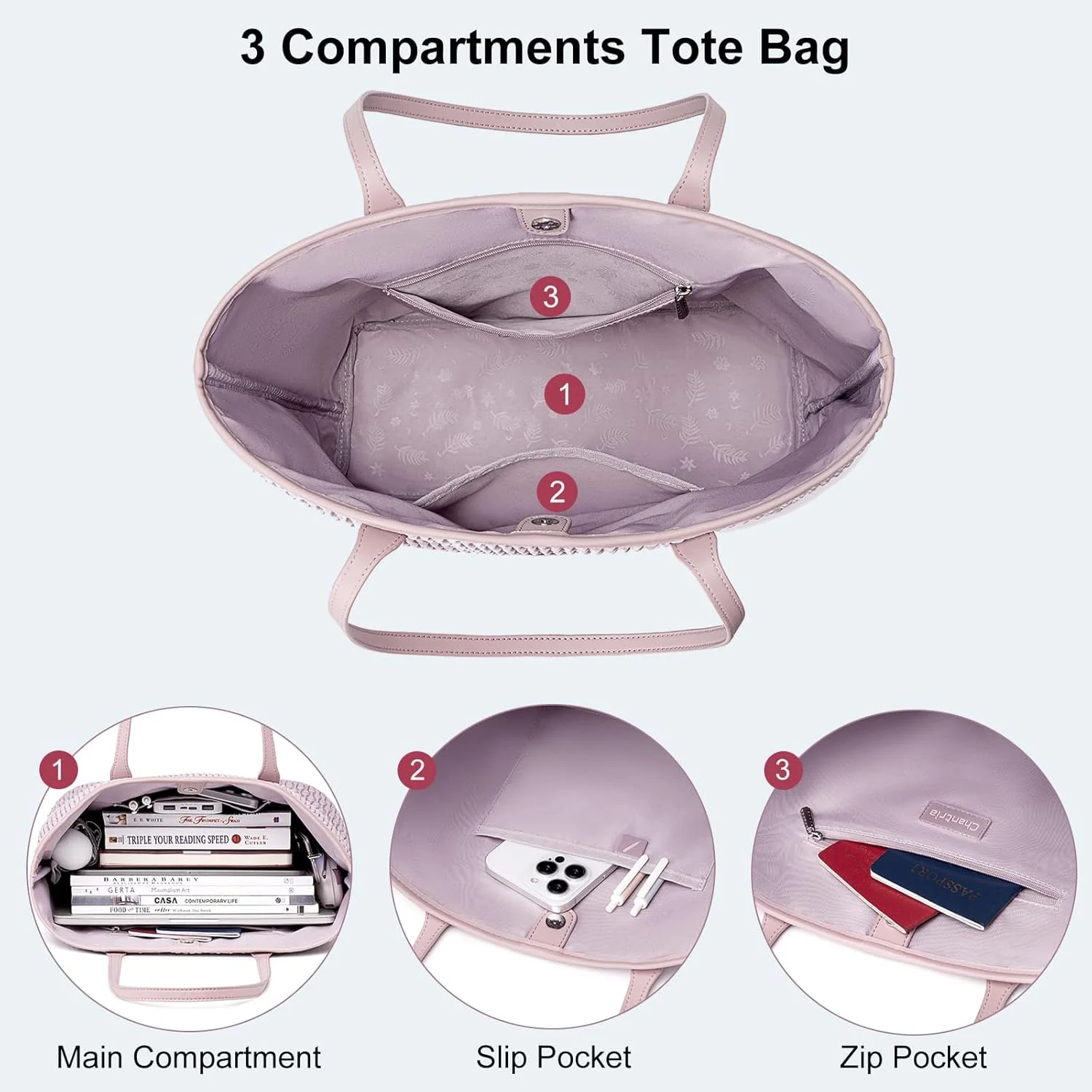 کیف دستی زنانه Chantria، کیف بزرگ 16 لیتری زنانه، کیف دستی زنانه برای کار، مسافرت و خرید کیف دستی زنانه Chantria، کیف بزرگ 16 لیتری زنانه، کیف دستی زنانه برای کار، مسافرت و خرید