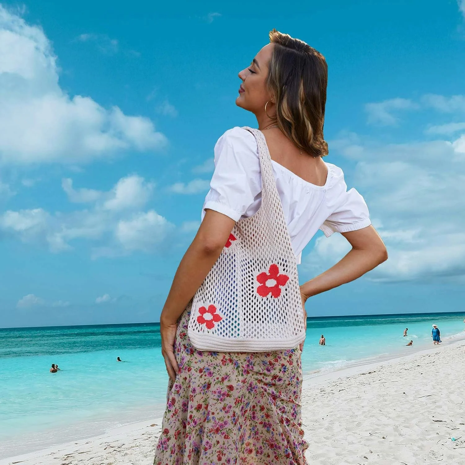 کیف دستی بافت توری ساحلی CATMICOO، کیف بافتنی تابستانی زیبا برای بانوان