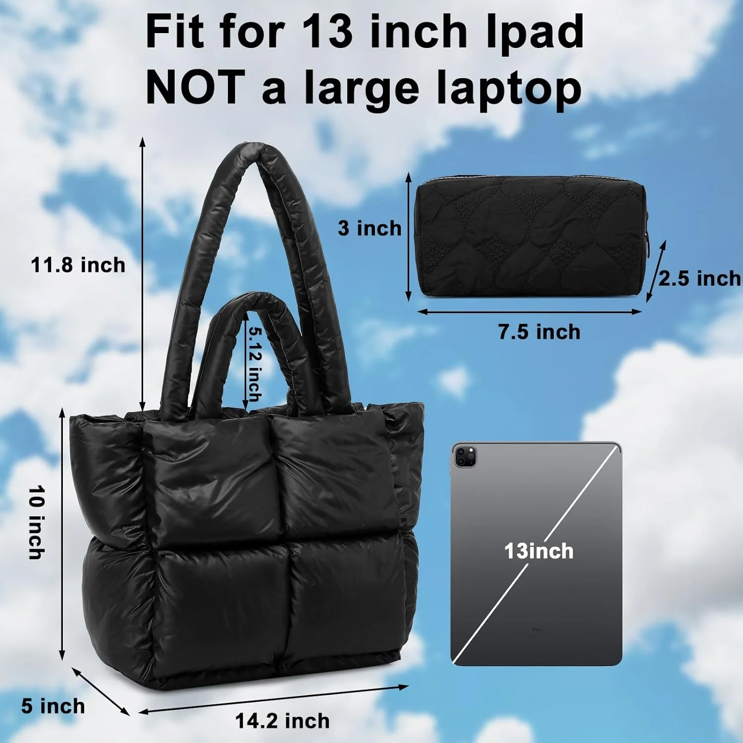 کیف دستی پافر، کیف لحافی پفی، کیف شانه ای زمستانی نرم و زیبا، کیف دستی سبک وزن برای کار و سفر بانوان