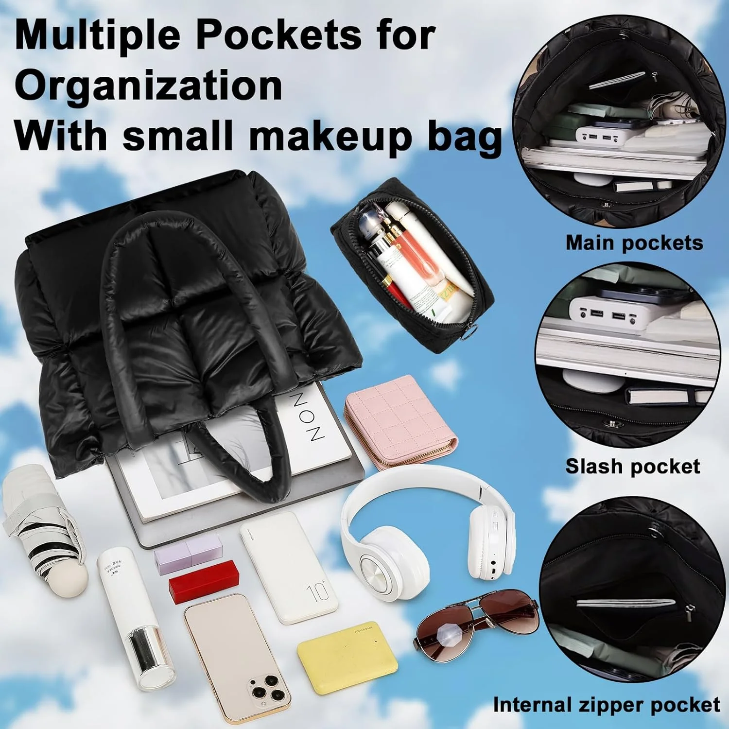 کیف دستی پافر، کیف لحافی پفی، کیف شانه ای زمستانی نرم و زیبا، کیف دستی سبک وزن برای کار و سفر بانوان