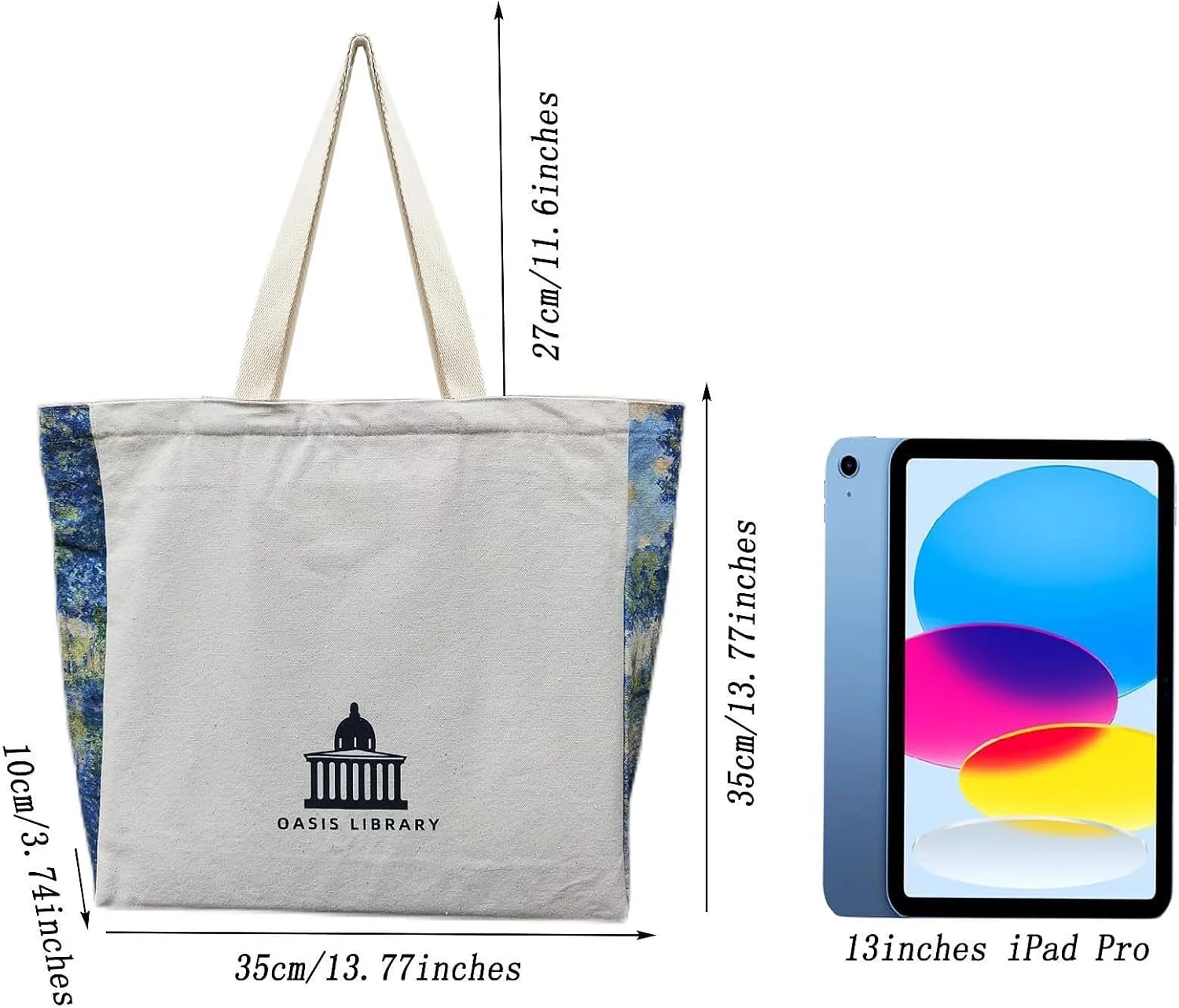 کیف خرید کنفی BROADREAM طرح قدیمی، کیف کنفی، کیف خرید، کیف دستی بوم نقاشی، کیف بزرگ پارچه ای زنانه مناسب دانشگاه و کار